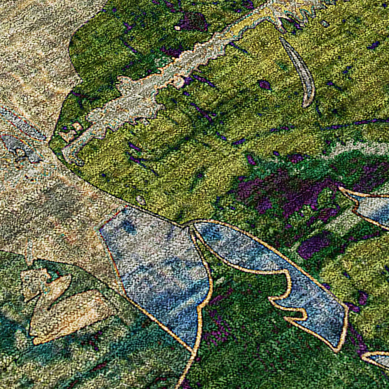 8' X 10' Taupe Blue and Green Floral Washable Non Skid Indoor Outdoor Area Rug