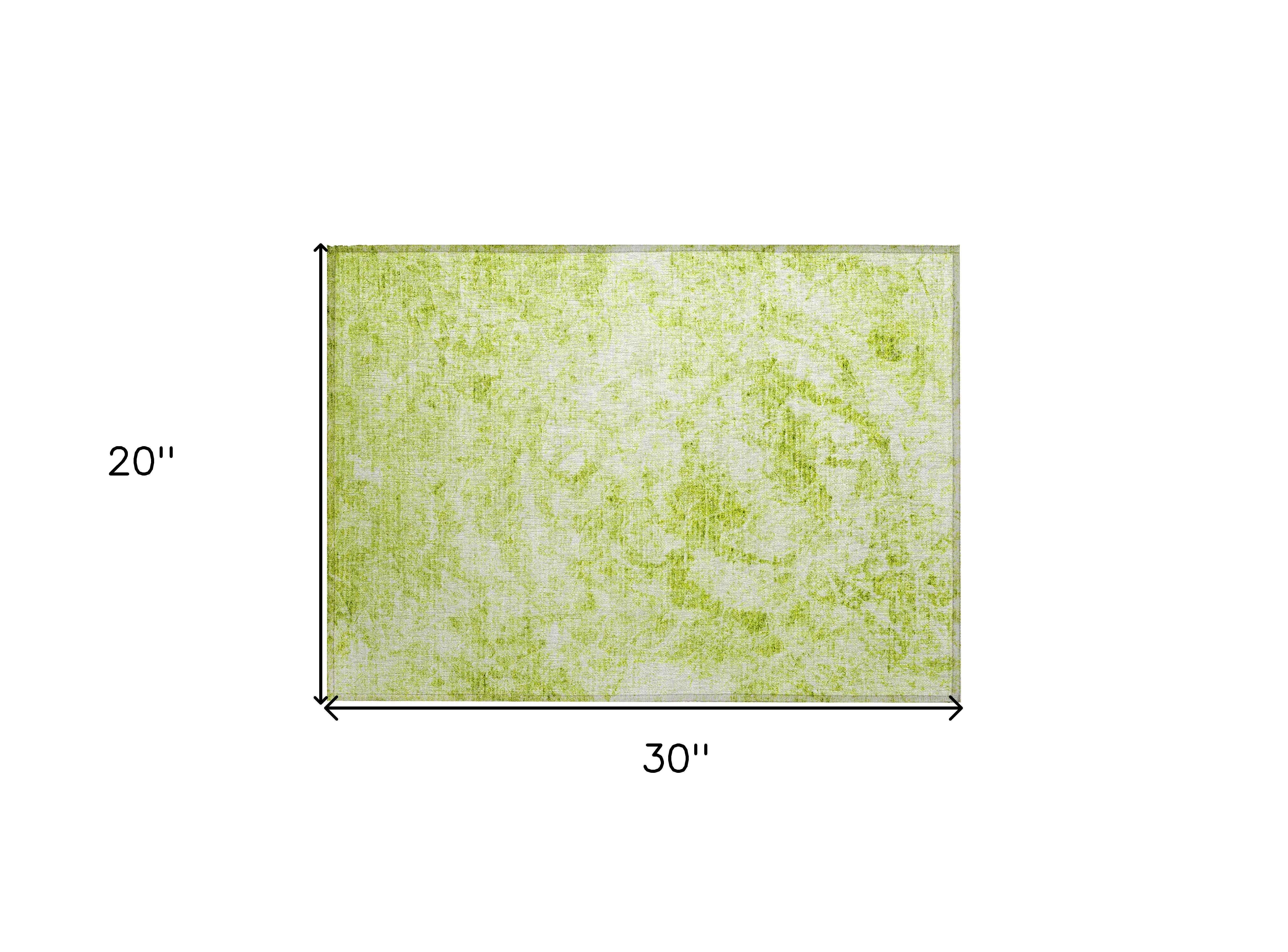 2' X 3' Lime Green Abstract Washable Non Skid Indoor Outdoor Area Rug