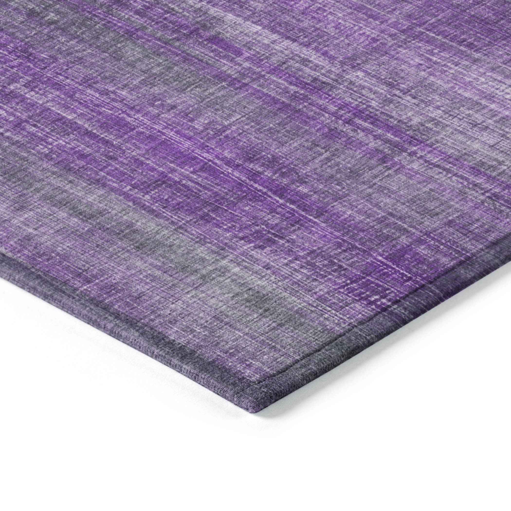 8' X 10' Purple Striped Washable Non Skid Indoor Outdoor Area Rug