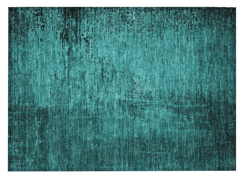 2' X 3' Teal Abstract Washable Non Skid Indoor Outdoor Area Rug