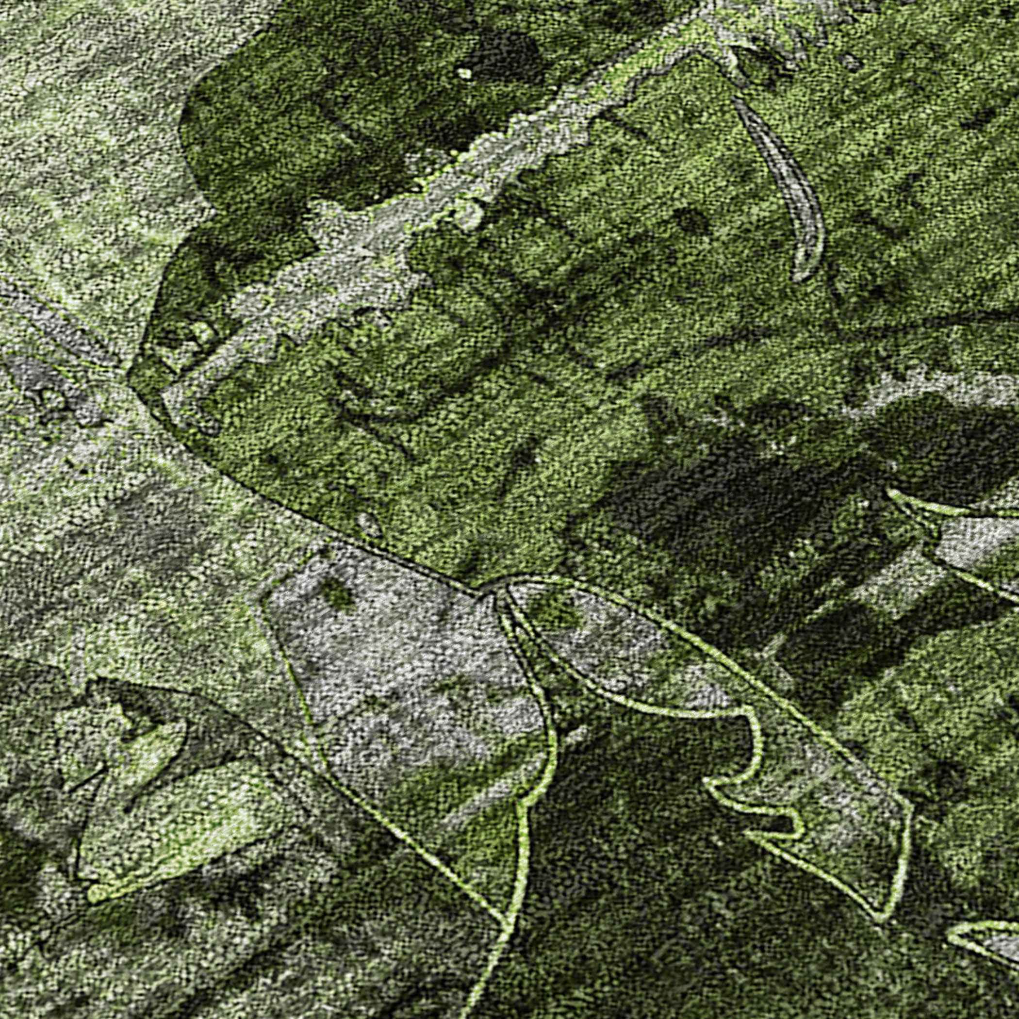 2' X 8' Green and Gray Abstract Washable Indoor Outdoor Runner Rug