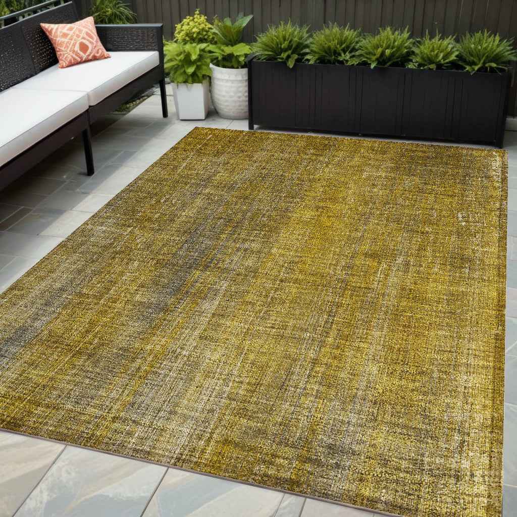 5' X 8' Chocolate Striped Washable Non Skid Indoor Outdoor Area Rug