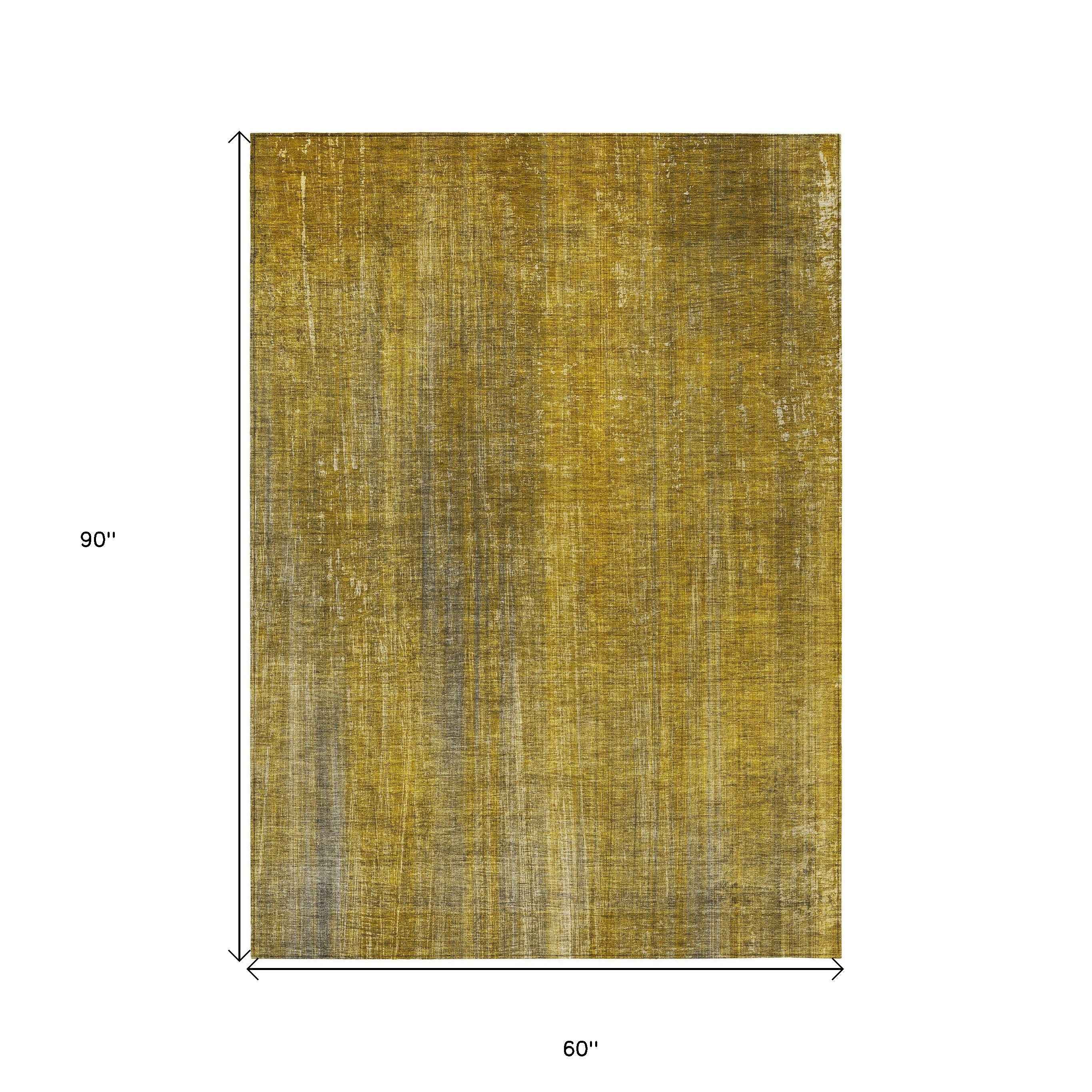 5' X 8' Chocolate Striped Washable Non Skid Indoor Outdoor Area Rug