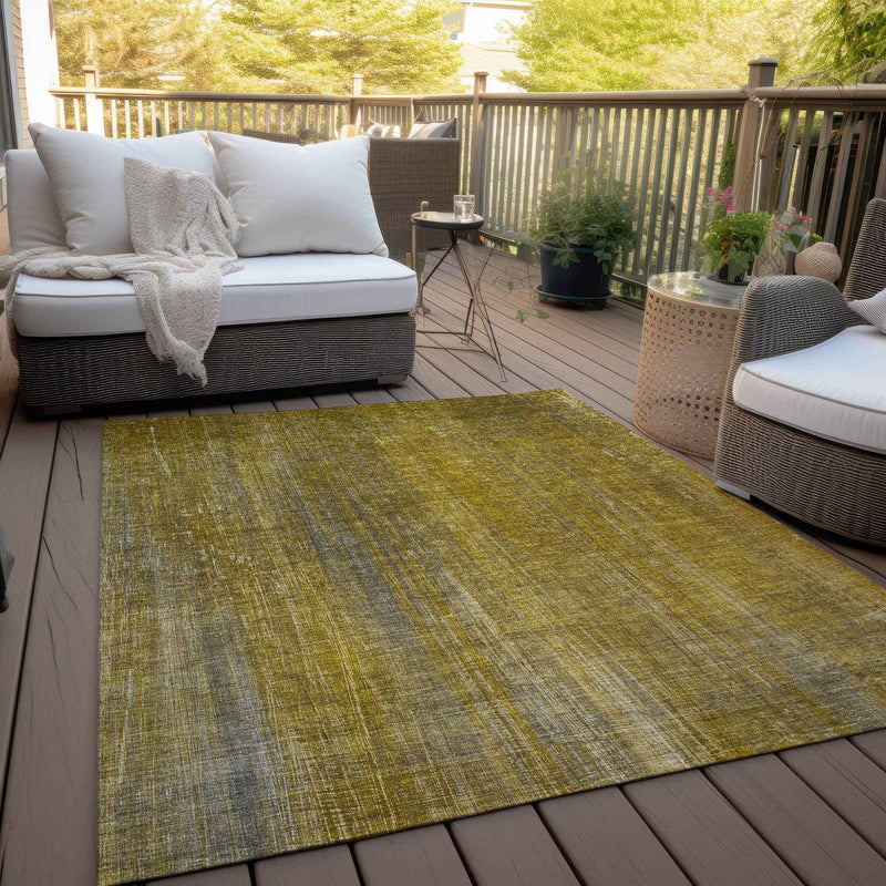5' X 8' Chocolate Striped Washable Non Skid Indoor Outdoor Area Rug
