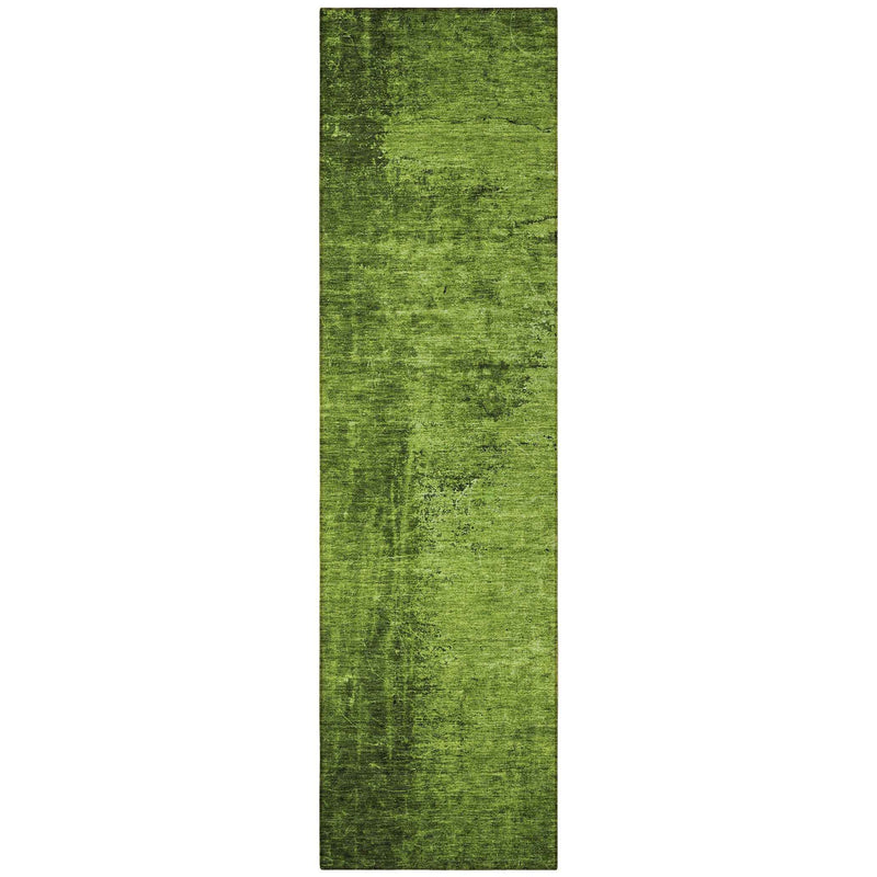 8' Runner Green Abstract Washable Non Skid Indoor Outdoor Runner Rug