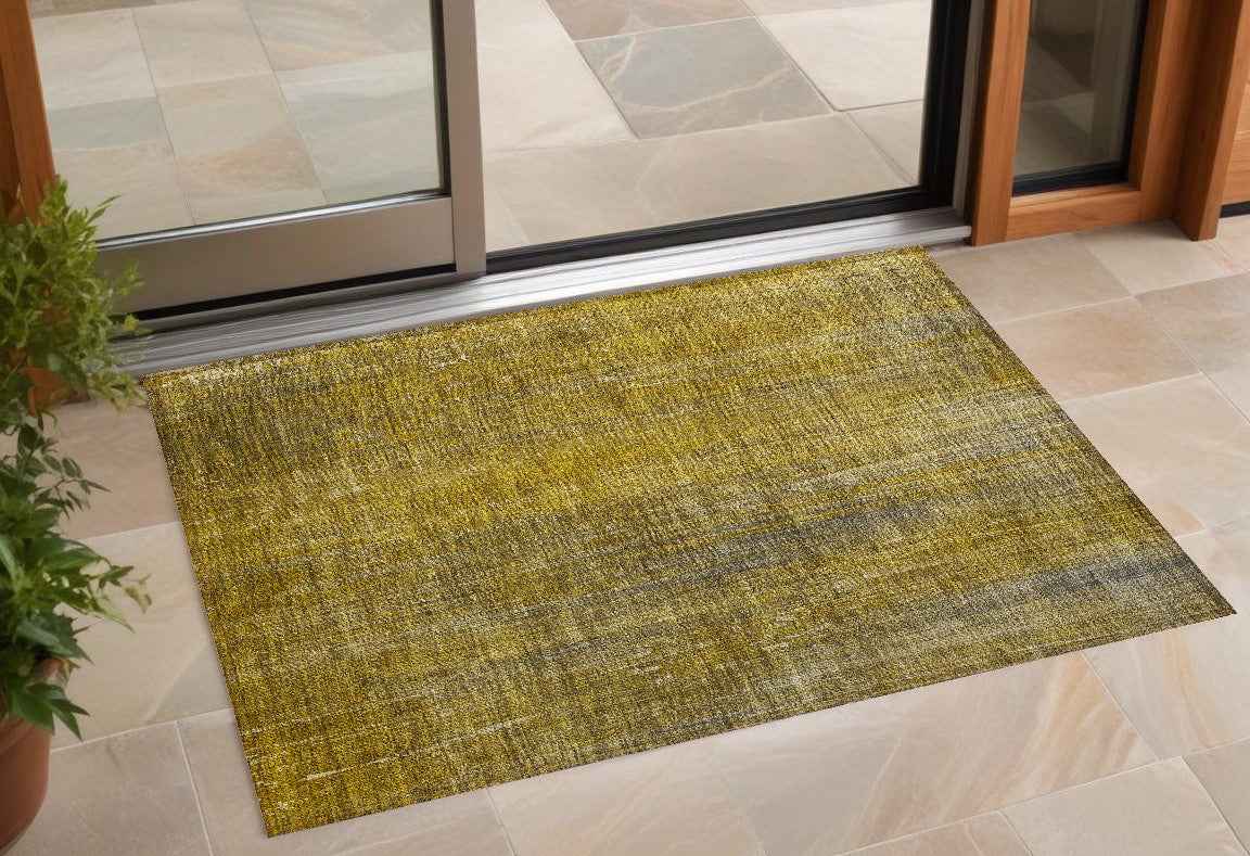 2' X 3' Chocolate Striped Washable Non Skid Indoor Outdoor Area Rug