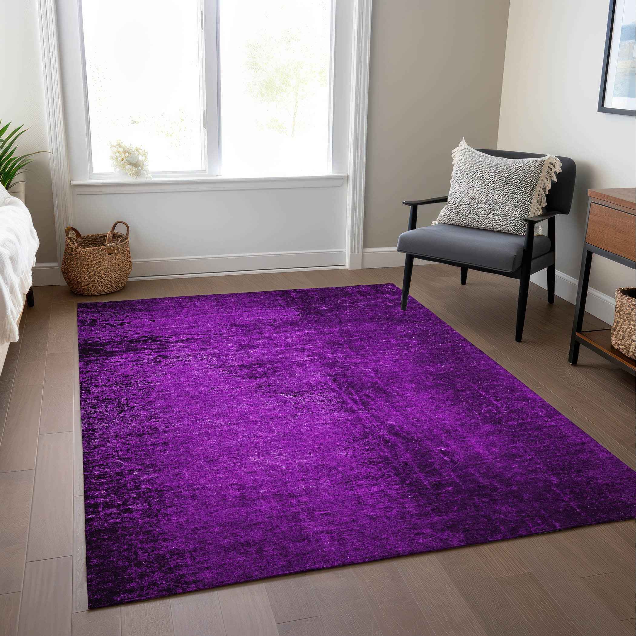 10' X 14' Purple Abstract Washable Non Skid Indoor Outdoor Area Rug