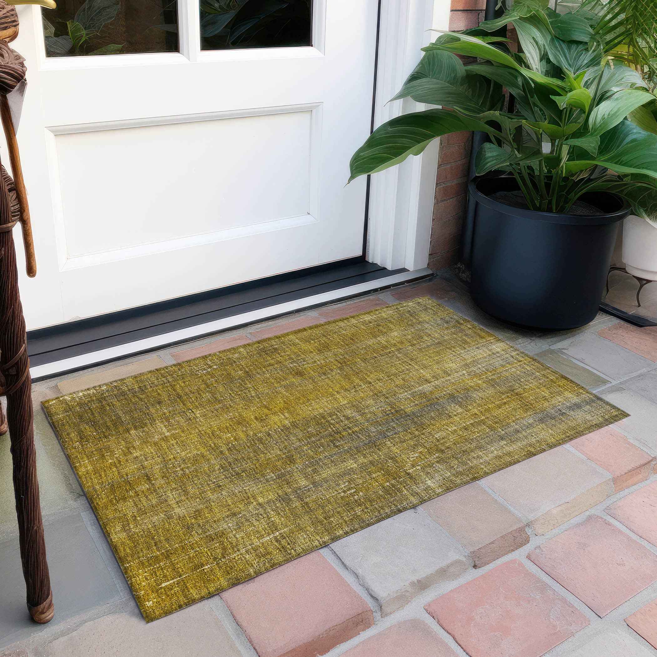 2' X 3' Chocolate Striped Washable Non Skid Indoor Outdoor Area Rug