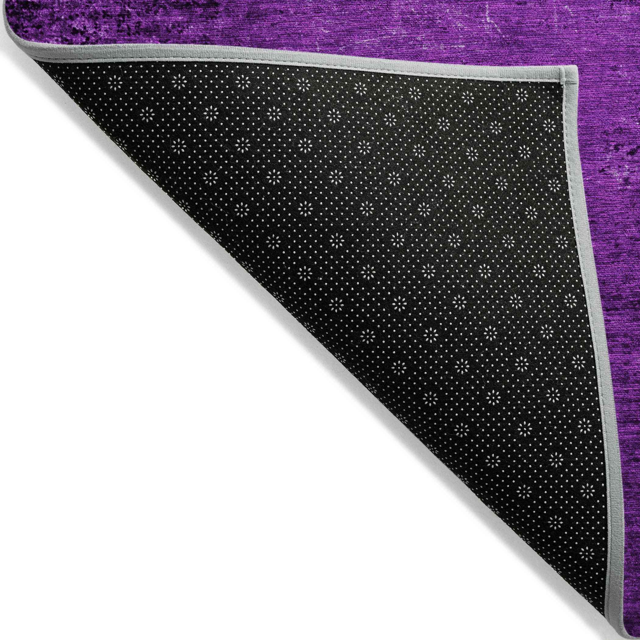 3' X 5' Purple Abstract Washable Non Skid Indoor Outdoor Area Rug