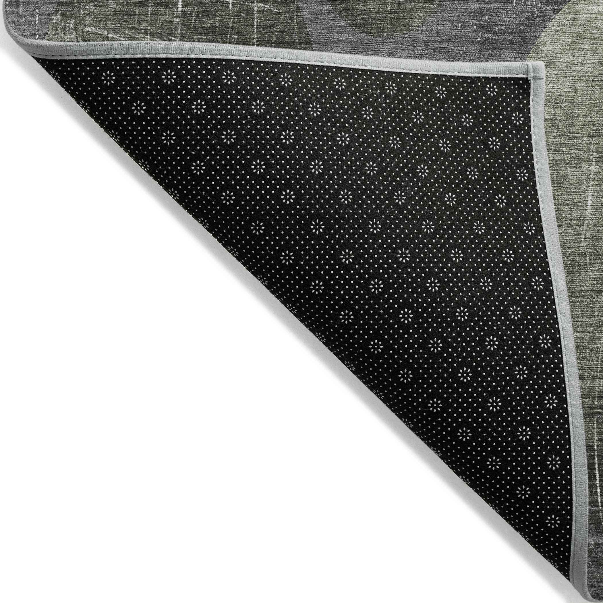 8' X 10' Green and Gray Abstract Washable Non Skid Indoor Outdoor Area Rug