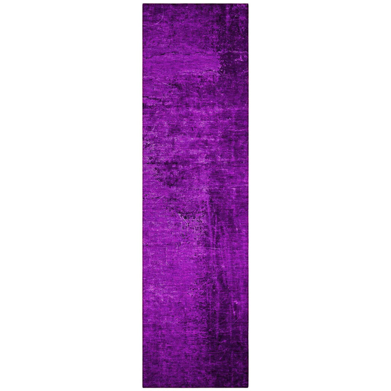 8' Runner Purple Abstract Washable Non Skid Indoor Outdoor Runner Rug