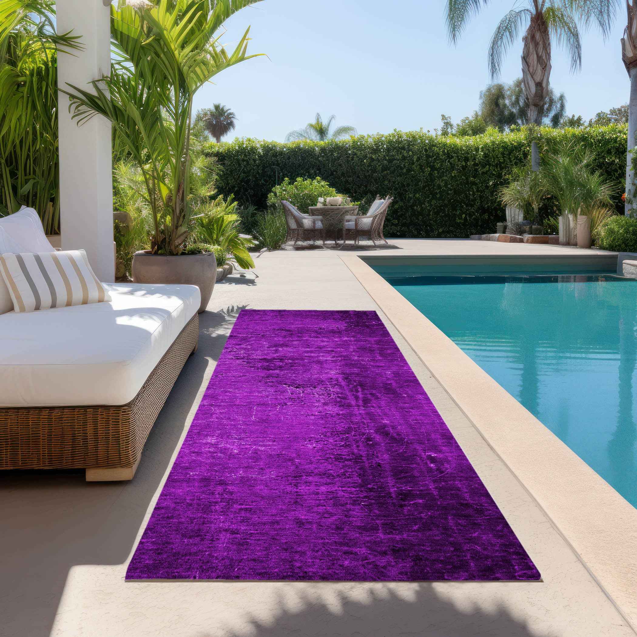 8' Runner Purple Abstract Washable Non Skid Indoor Outdoor Runner Rug