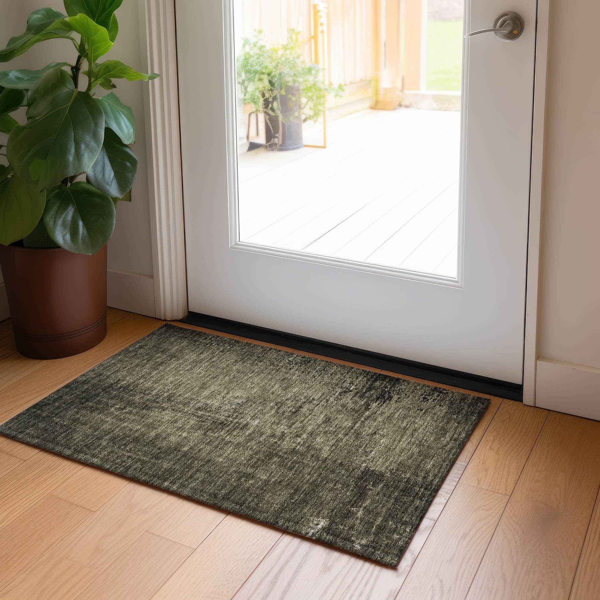 2' X 3' Gray Abstract Washable Non Skid Indoor Outdoor Area Rug