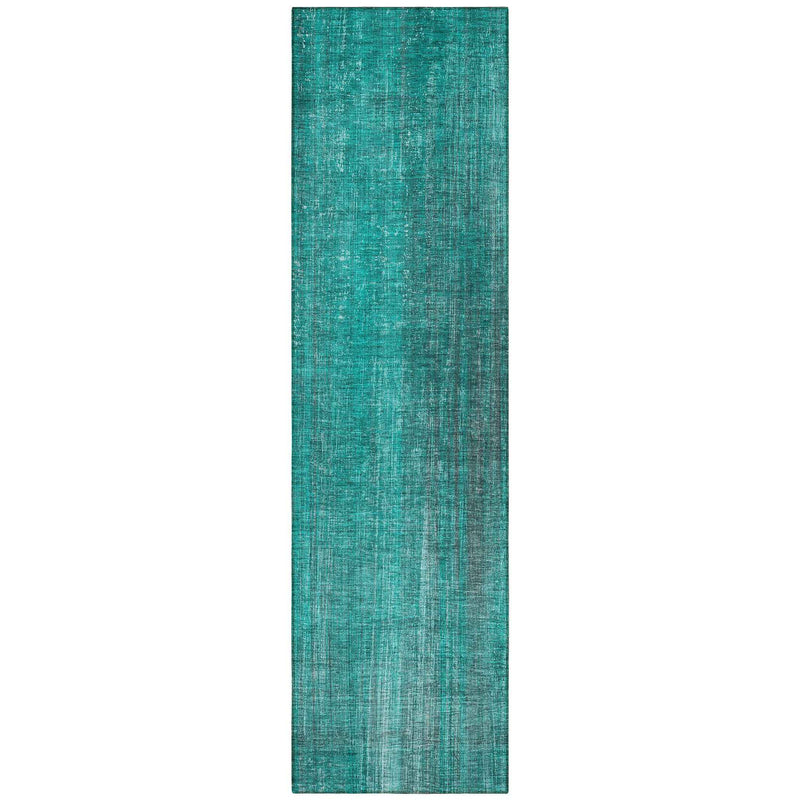 8' Runner Teal Striped Washable Non Skid Indoor Outdoor Runner Rug