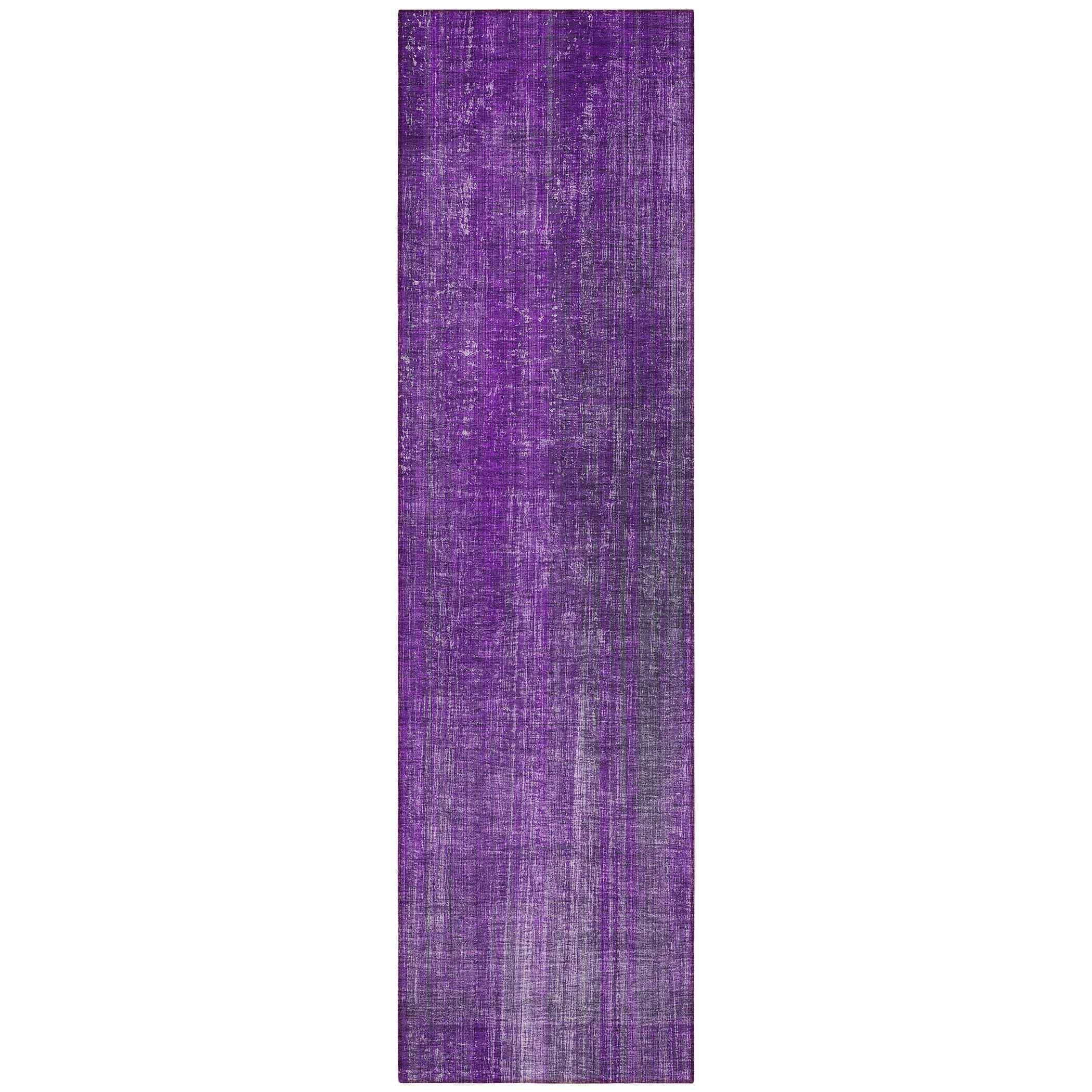 8' Runner Purple Striped Washable Non Skid Indoor Outdoor Runner Rug