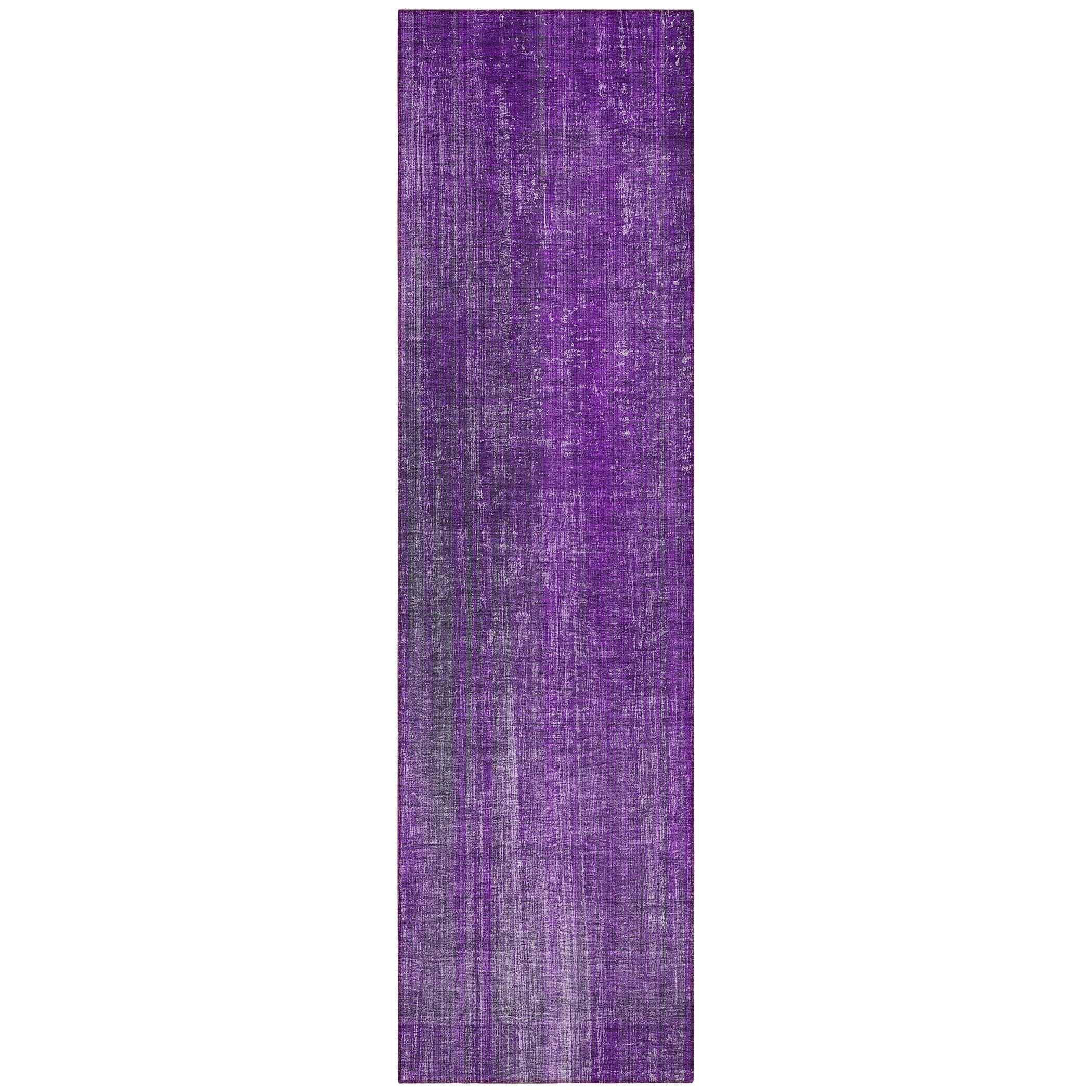 8' Runner Purple Striped Washable Non Skid Indoor Outdoor Runner Rug