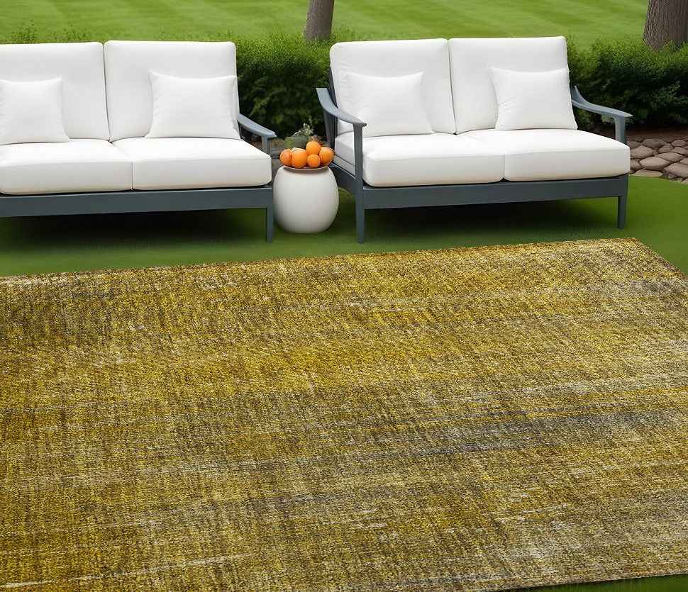 10' X 14' Chocolate Striped Washable Non Skid Indoor Outdoor Area Rug