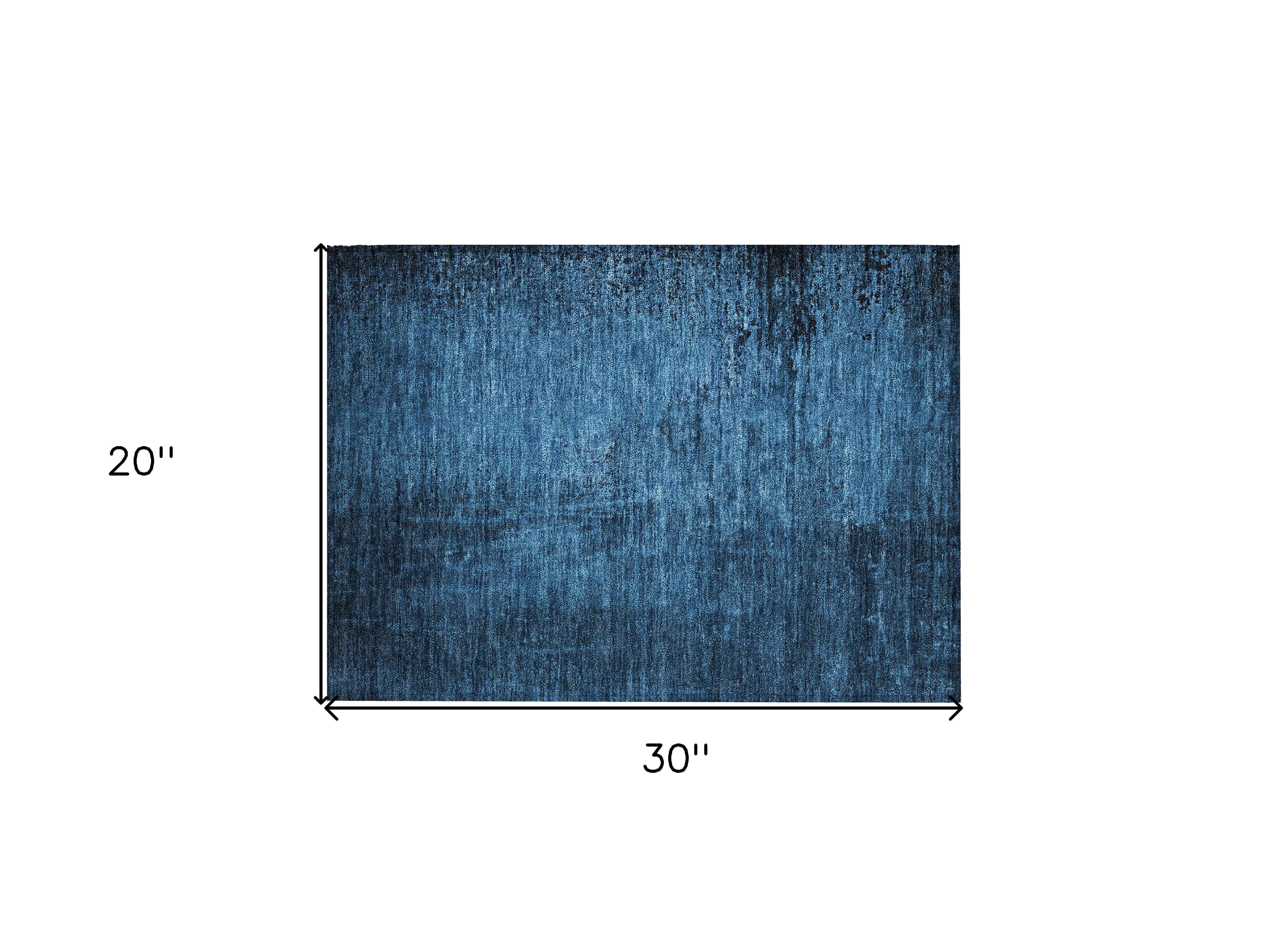 2' X 3' Navy Blue Abstract Washable Non Skid Indoor Outdoor Area Rug