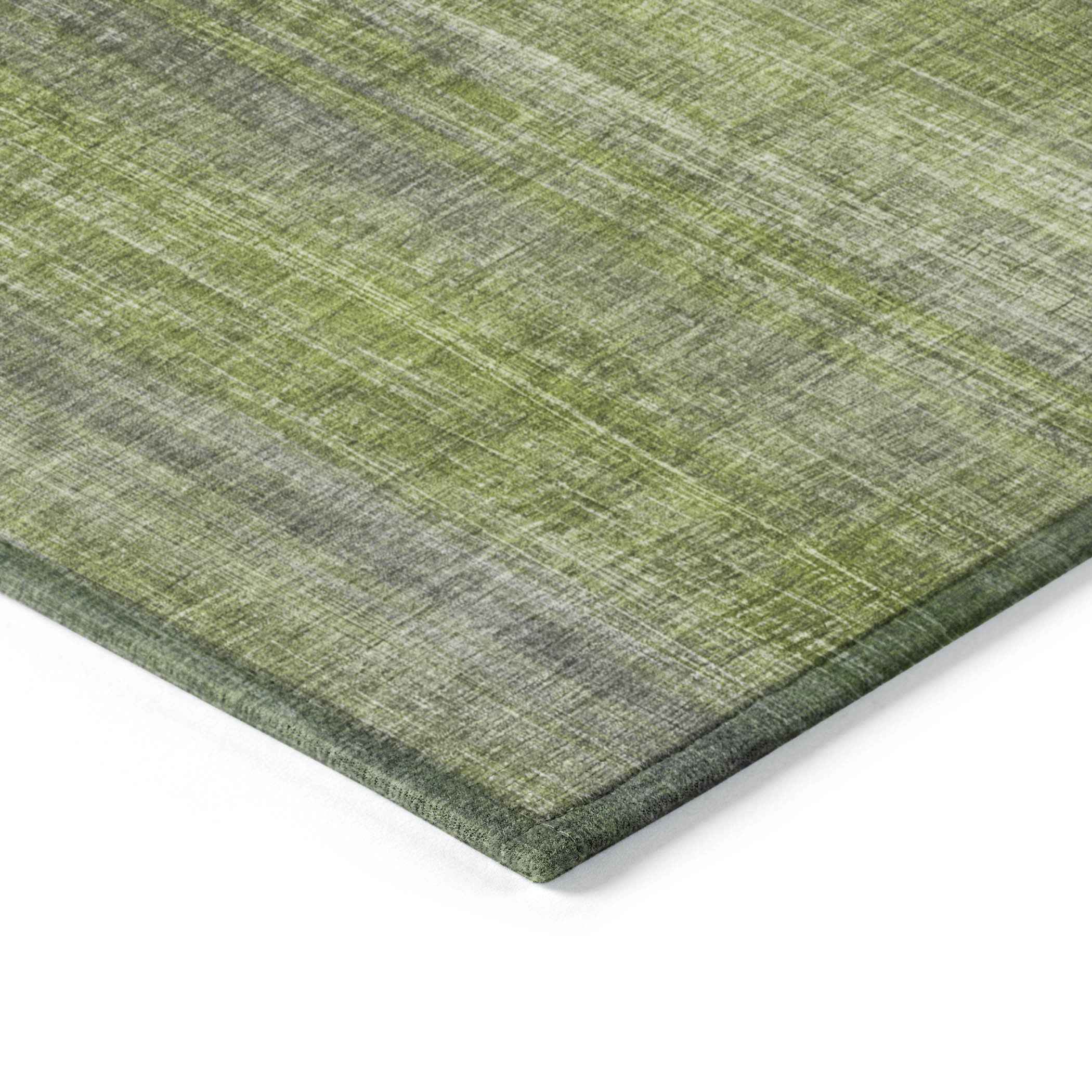 10' X 14' Green Striped Washable Non Skid Indoor Outdoor Area Rug