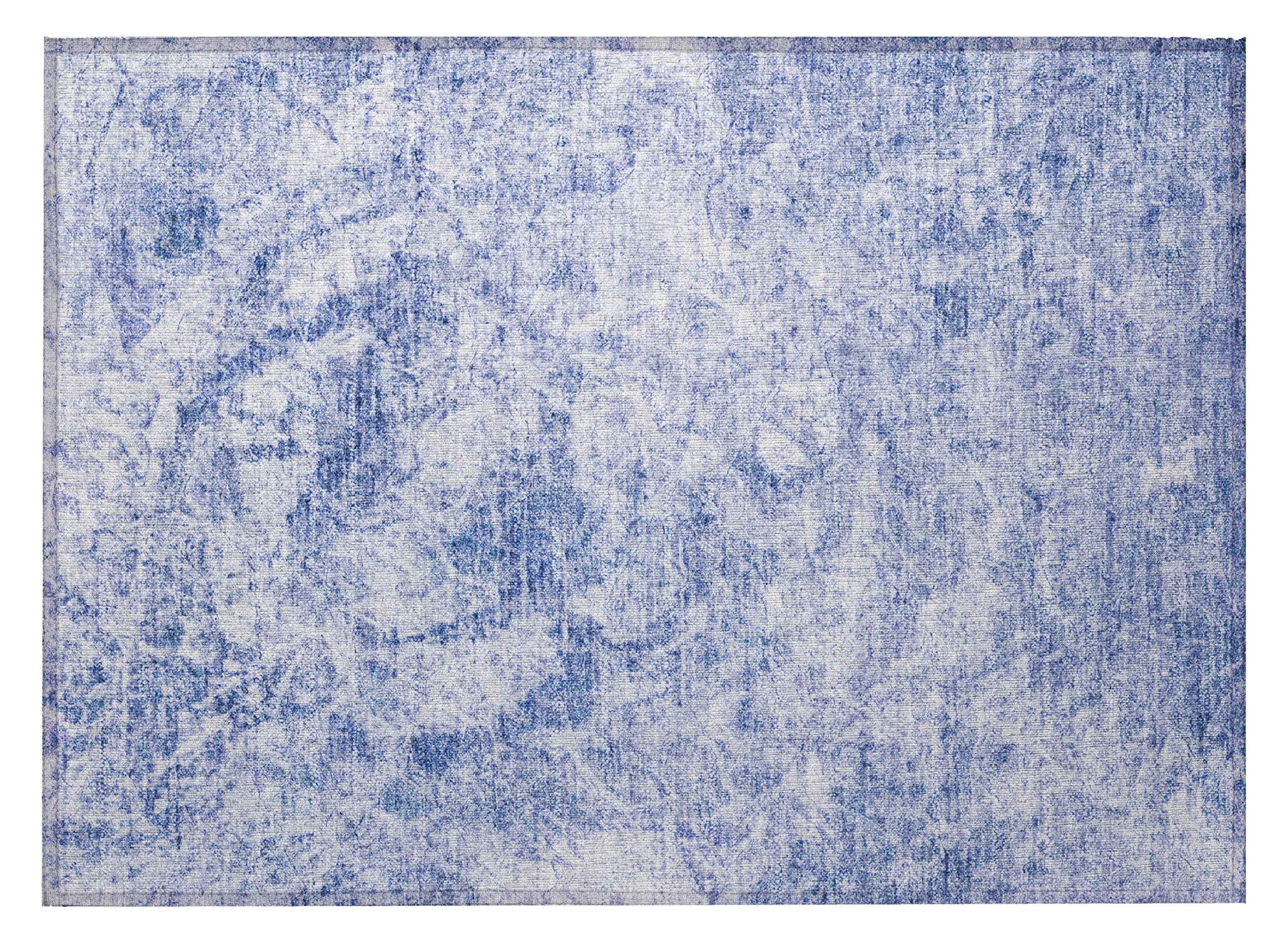 2' X 3' Blue Abstract Washable Non Skid Indoor Outdoor Area Rug