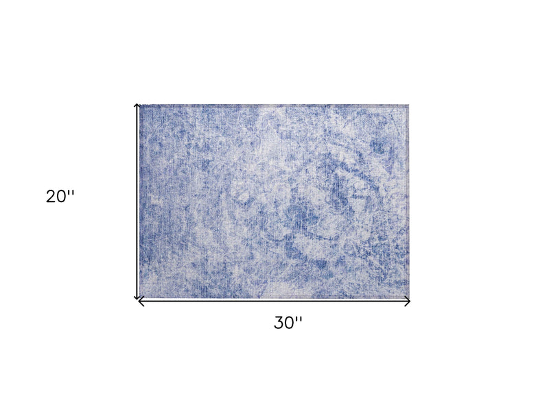 2' X 3' Blue Abstract Washable Non Skid Indoor Outdoor Area Rug