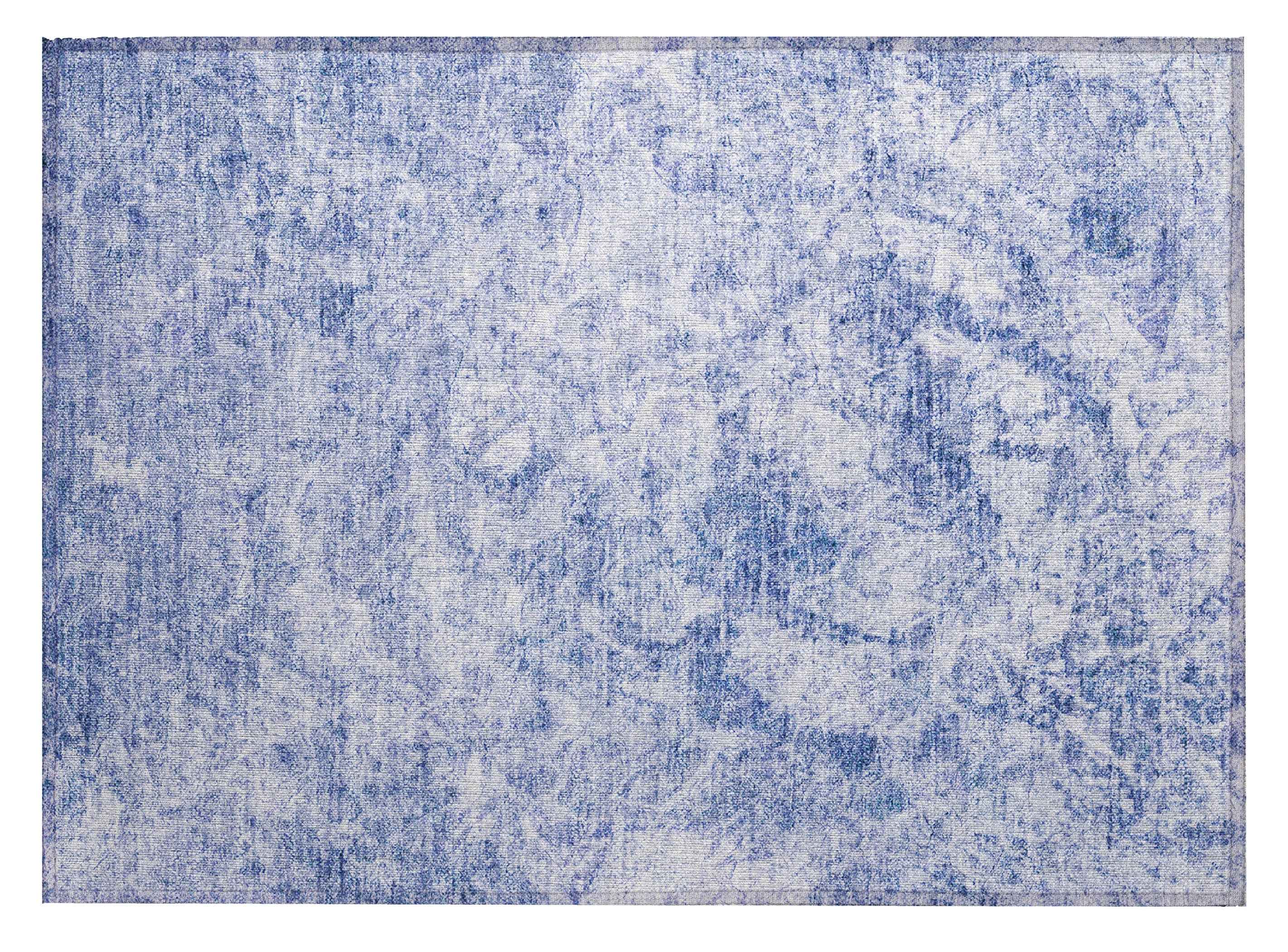 2' X 3' Blue Abstract Washable Non Skid Indoor Outdoor Area Rug