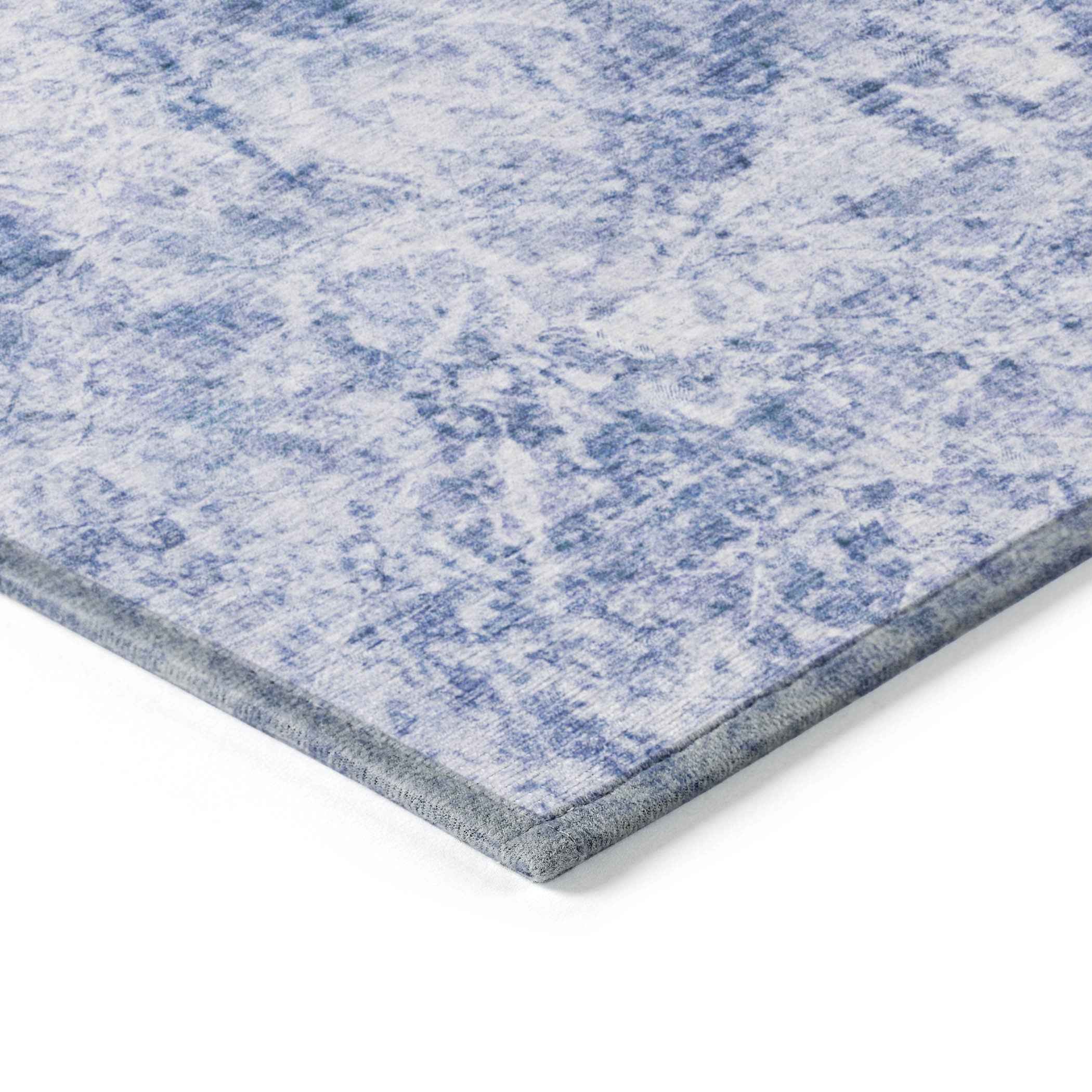 2' X 3' Blue Abstract Washable Non Skid Indoor Outdoor Area Rug