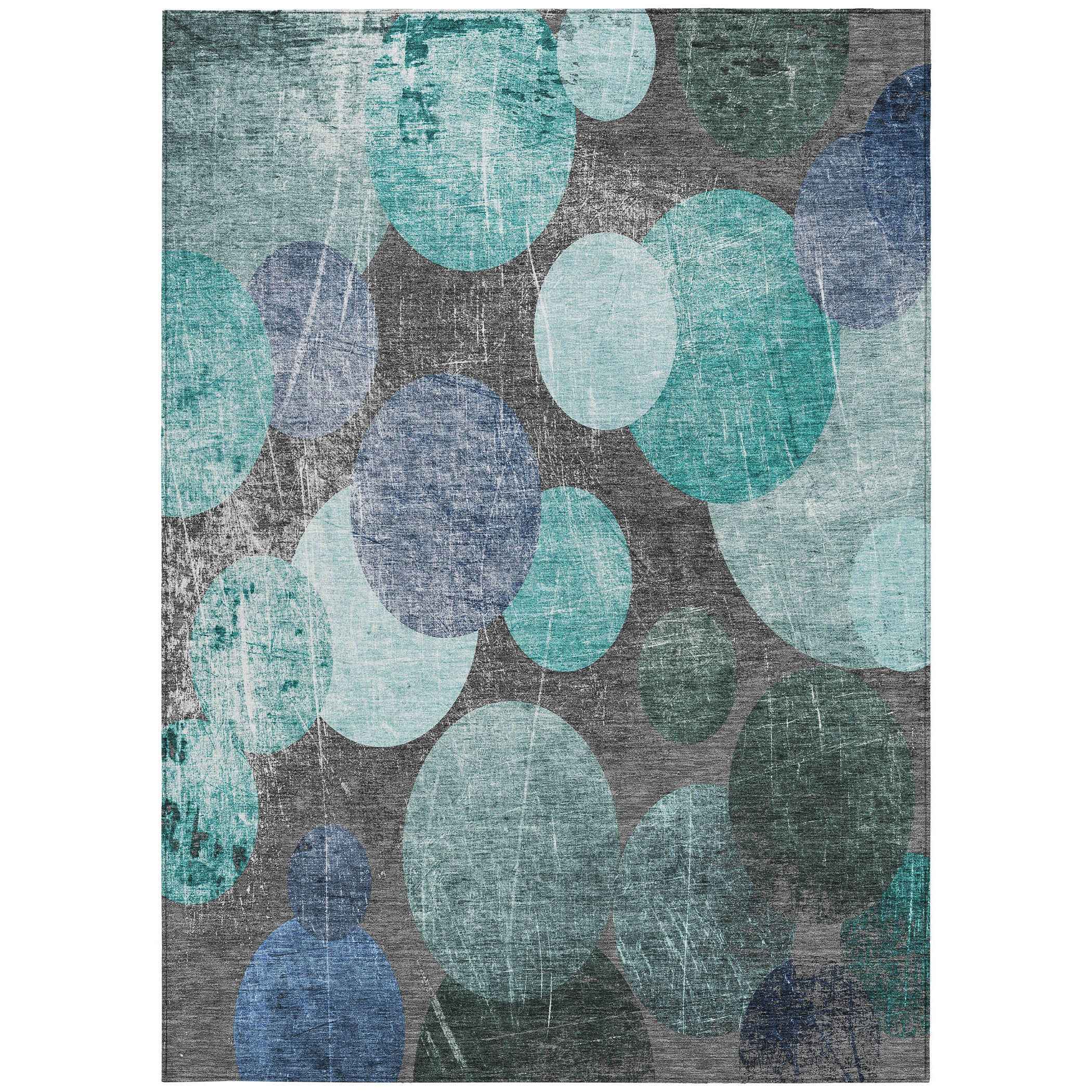 3' X 5' Gray Blue and Purple Abstract Washable Non Skid Indoor Outdoor Area Rug