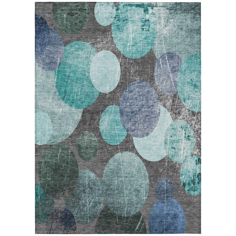 3' X 5' Gray Blue and Purple Abstract Washable Non Skid Indoor Outdoor Area Rug