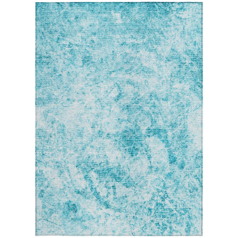10' X 14' Teal Abstract Washable Non Skid Indoor Outdoor Area Rug