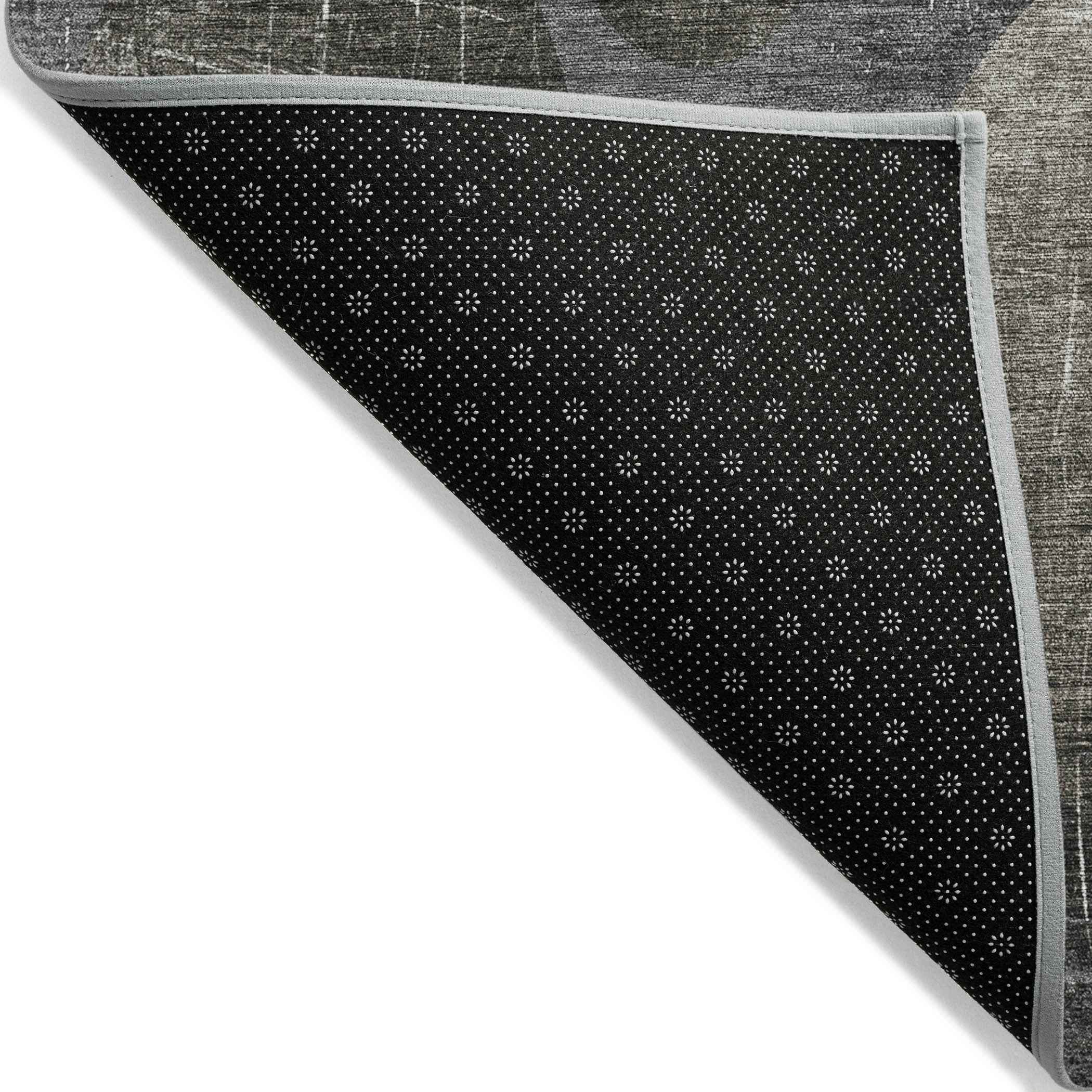 3' X 5' Brown Beige and Ivory Abstract Washable Non Skid Indoor Outdoor Area Rug