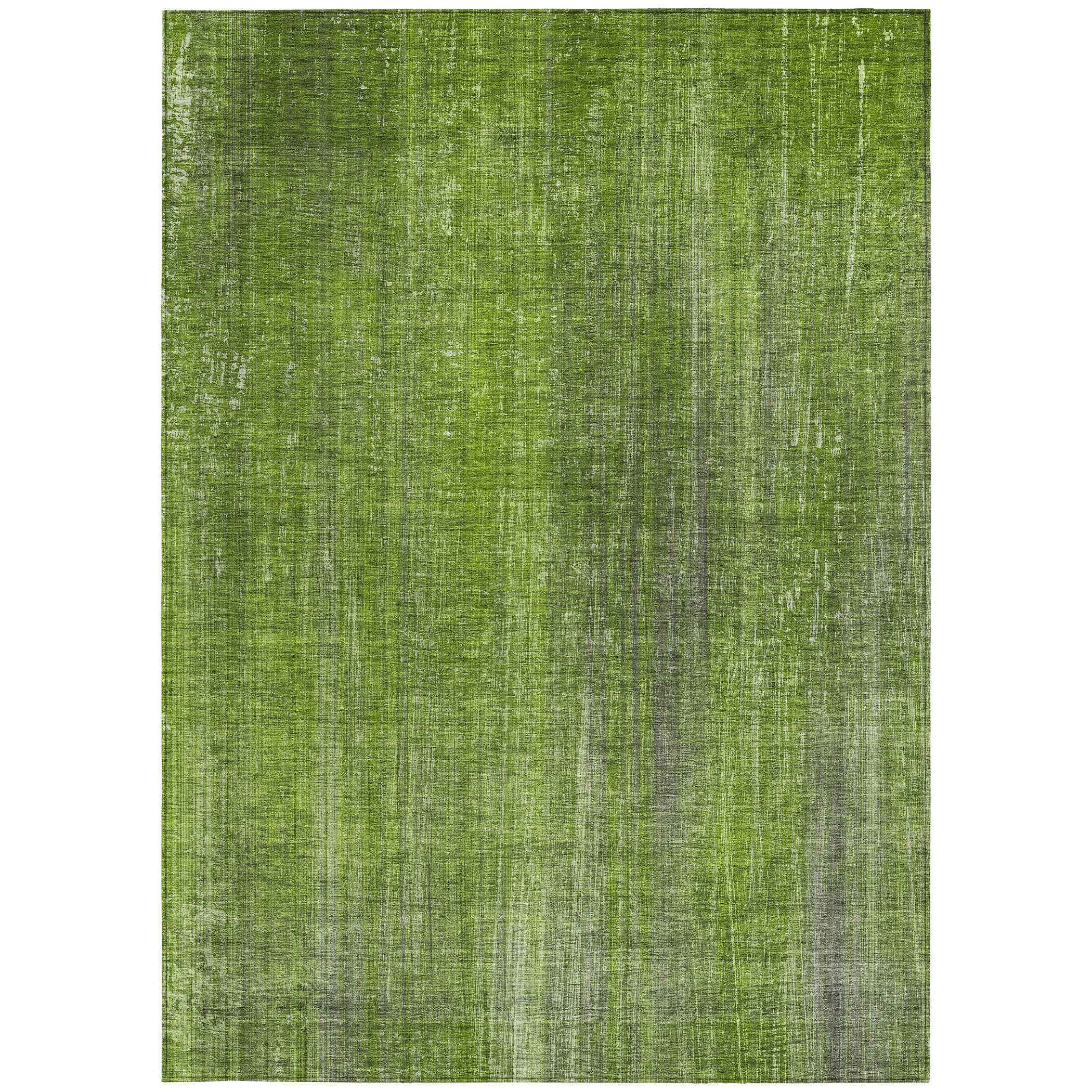 3' X 5' Green Striped Washable Non Skid Indoor Outdoor Area Rug