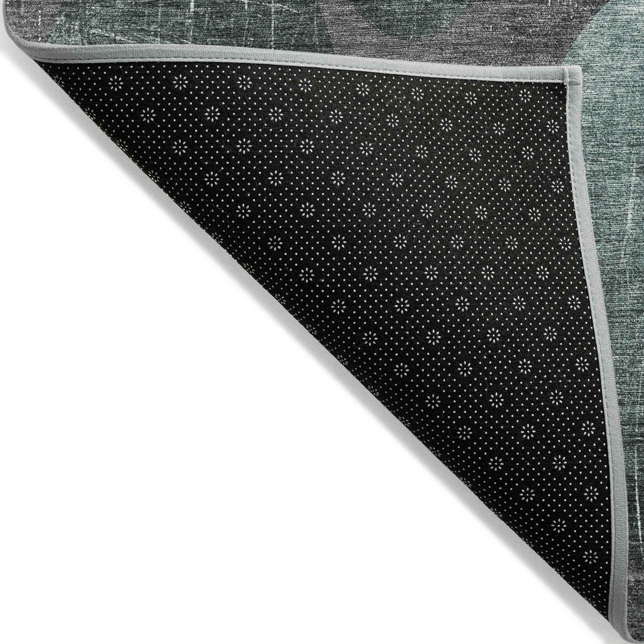 9' X 12' Gray Blue and Purple Abstract Washable Non Skid Indoor Outdoor Area Rug