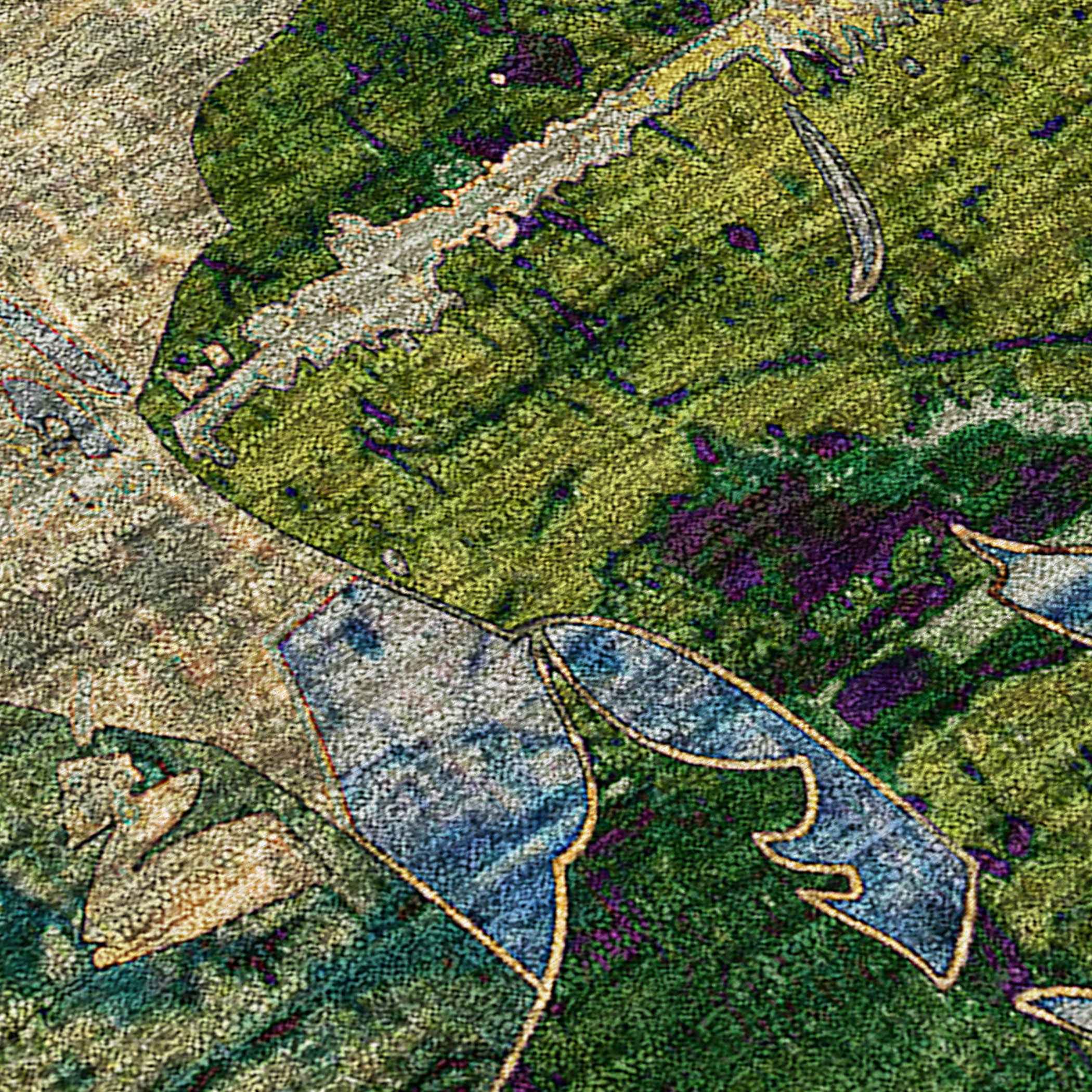 10' X 14' Taupe Blue And Green Floral Washable Indoor Outdoor Area Rug