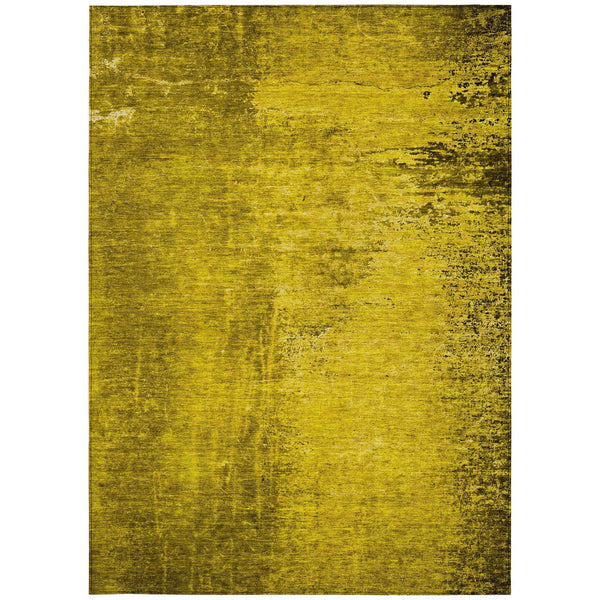 3' X 5' Gold Abstract Washable Non Skid Indoor Outdoor Area Rug