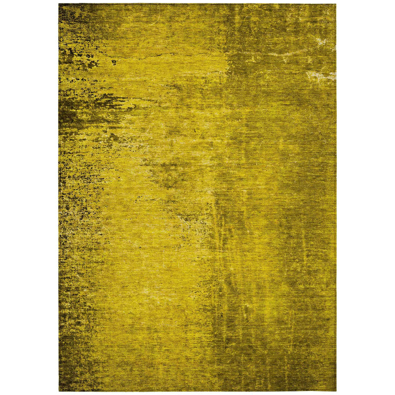 3' X 5' Gold Abstract Washable Non Skid Indoor Outdoor Area Rug