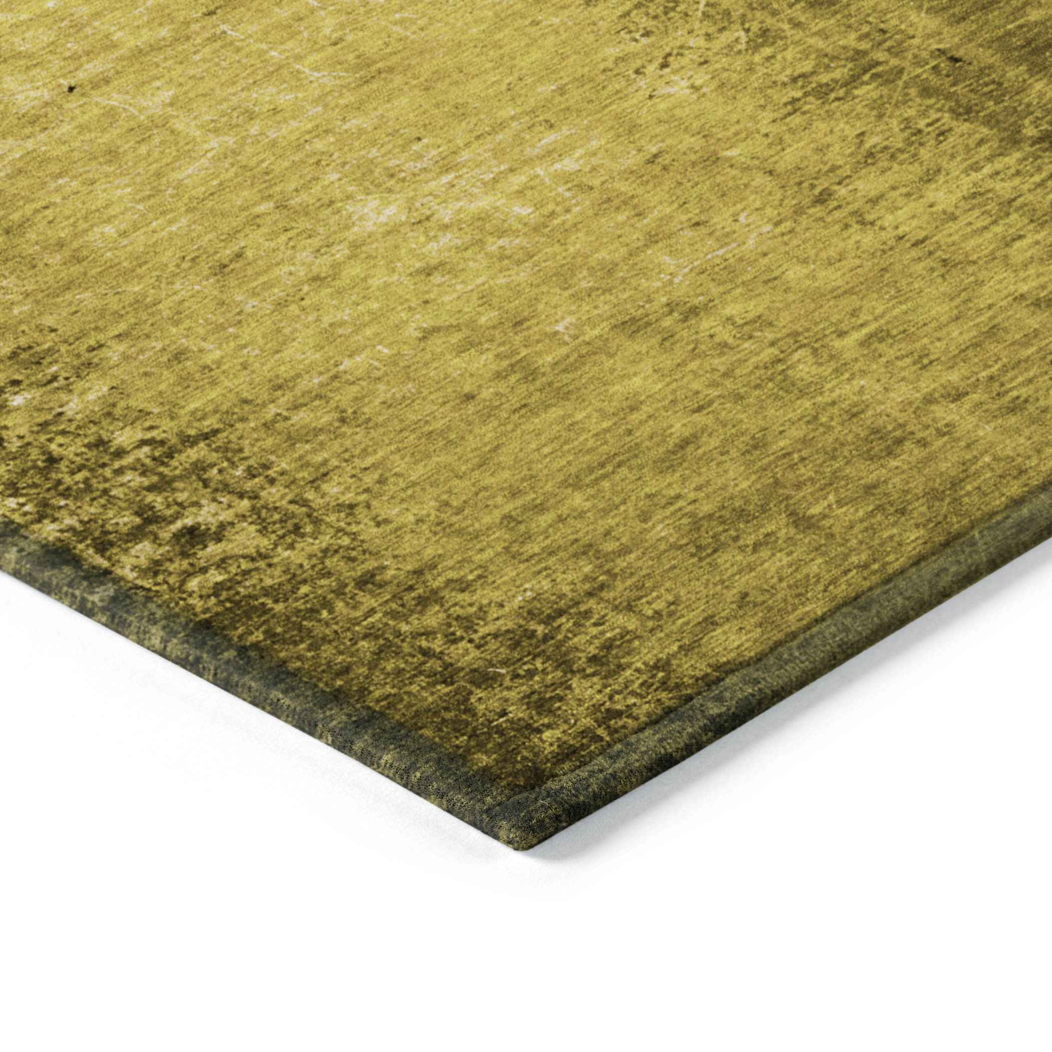 3' X 5' Gold Abstract Washable Non Skid Indoor Outdoor Area Rug