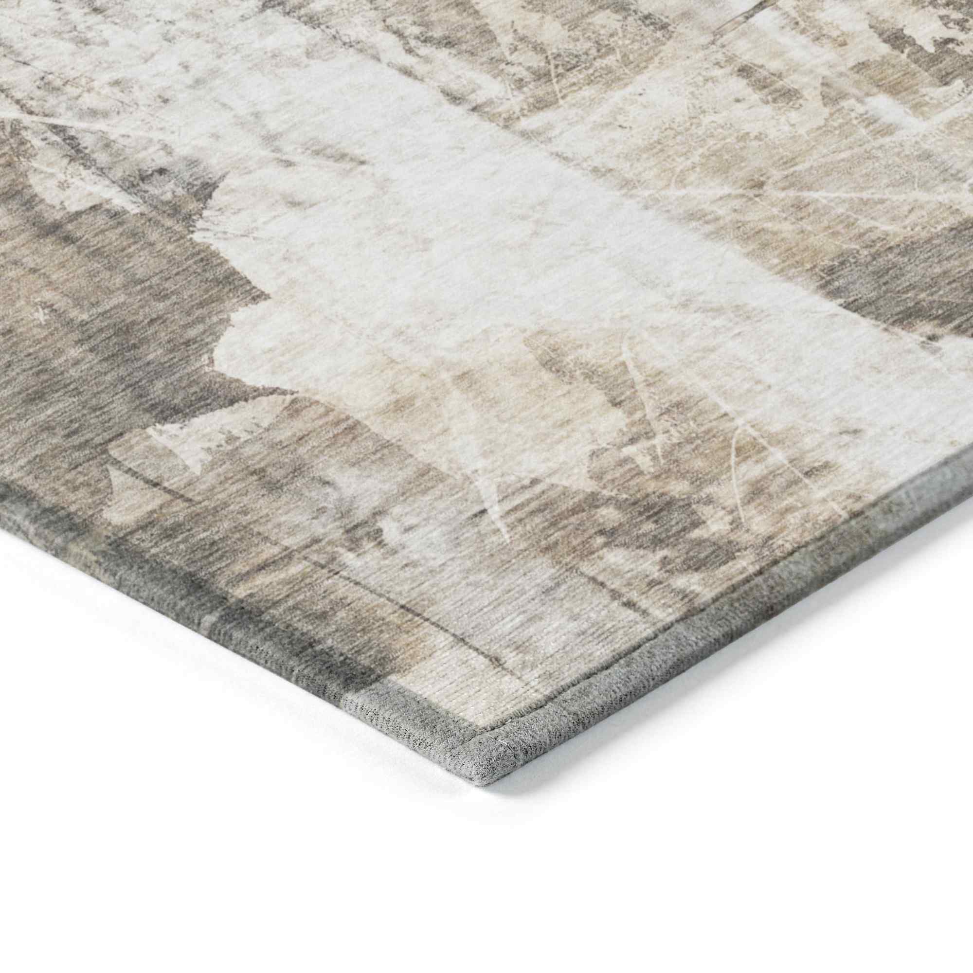 5' X 8' Taupe and Ivory Floral Washable Non Skid Indoor Outdoor Area Rug - Sports & Outdoor