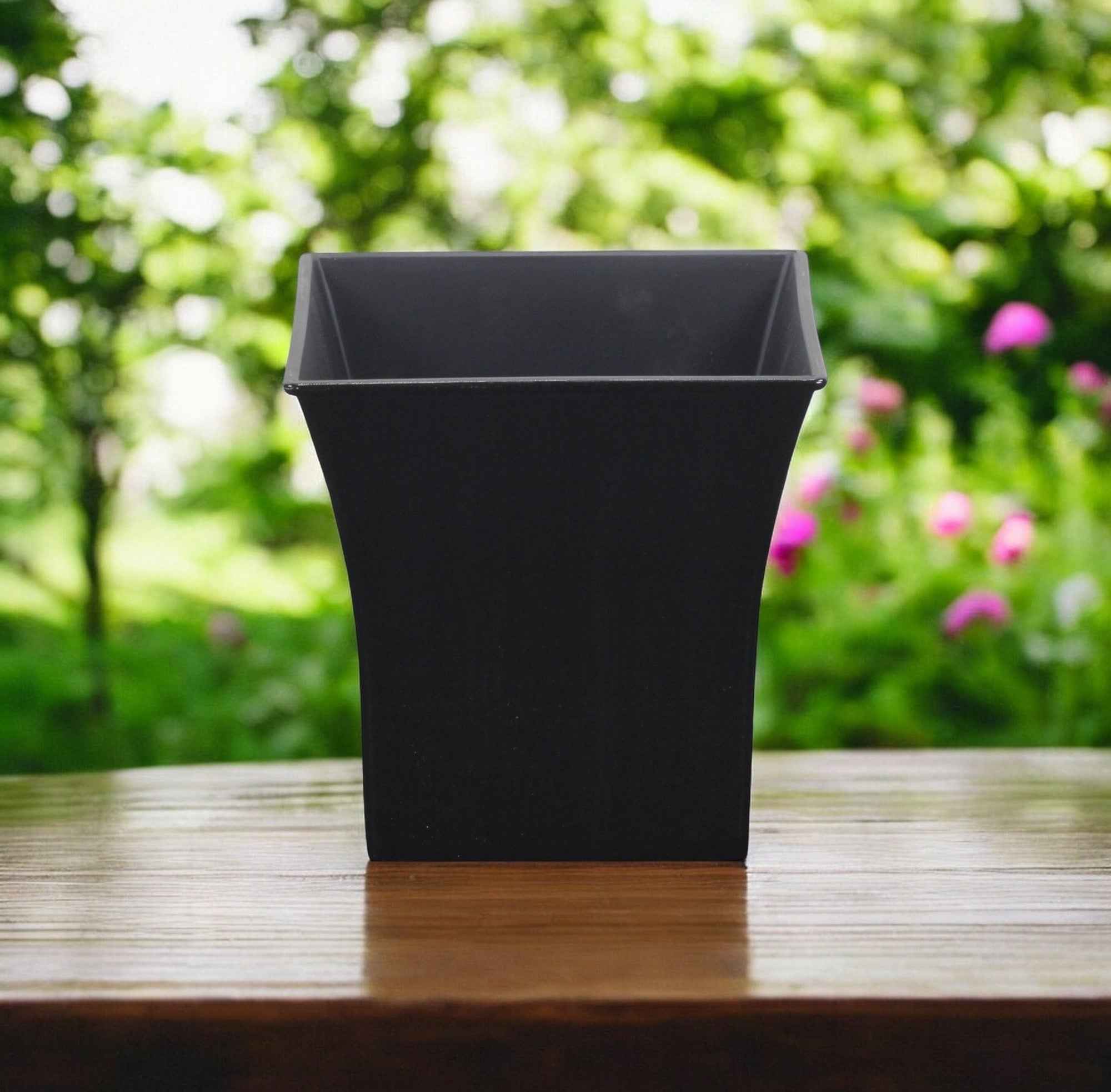 7" Black Recycled Plastic Indoor Outdoor Square Pot Planter