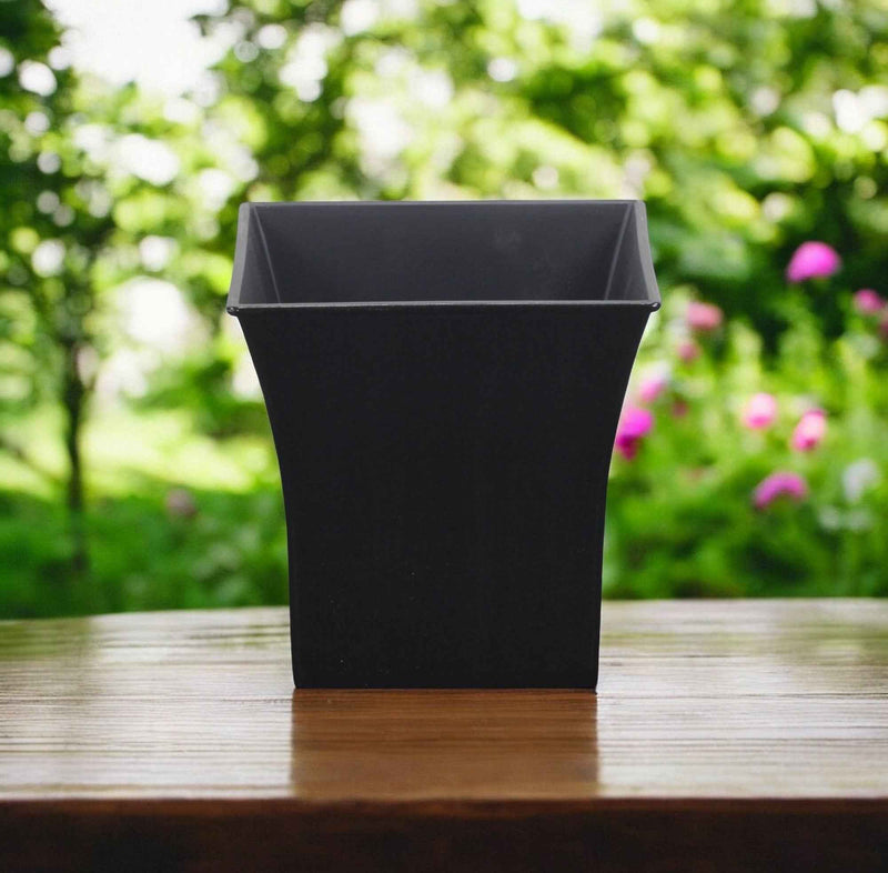 7" Black Recycled Plastic Indoor Outdoor Square Pot Planter