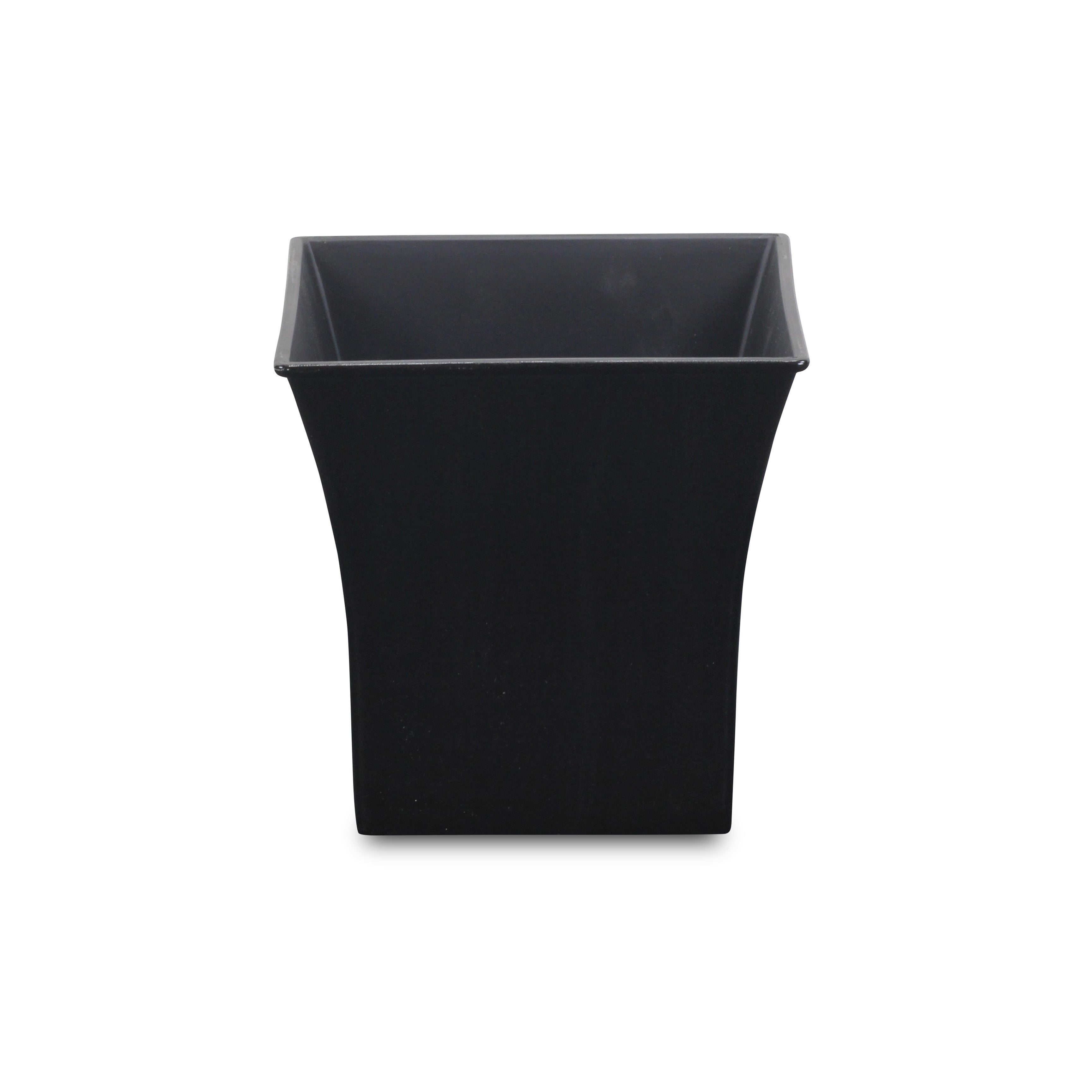7" Black Recycled Plastic Indoor Outdoor Square Pot Planter