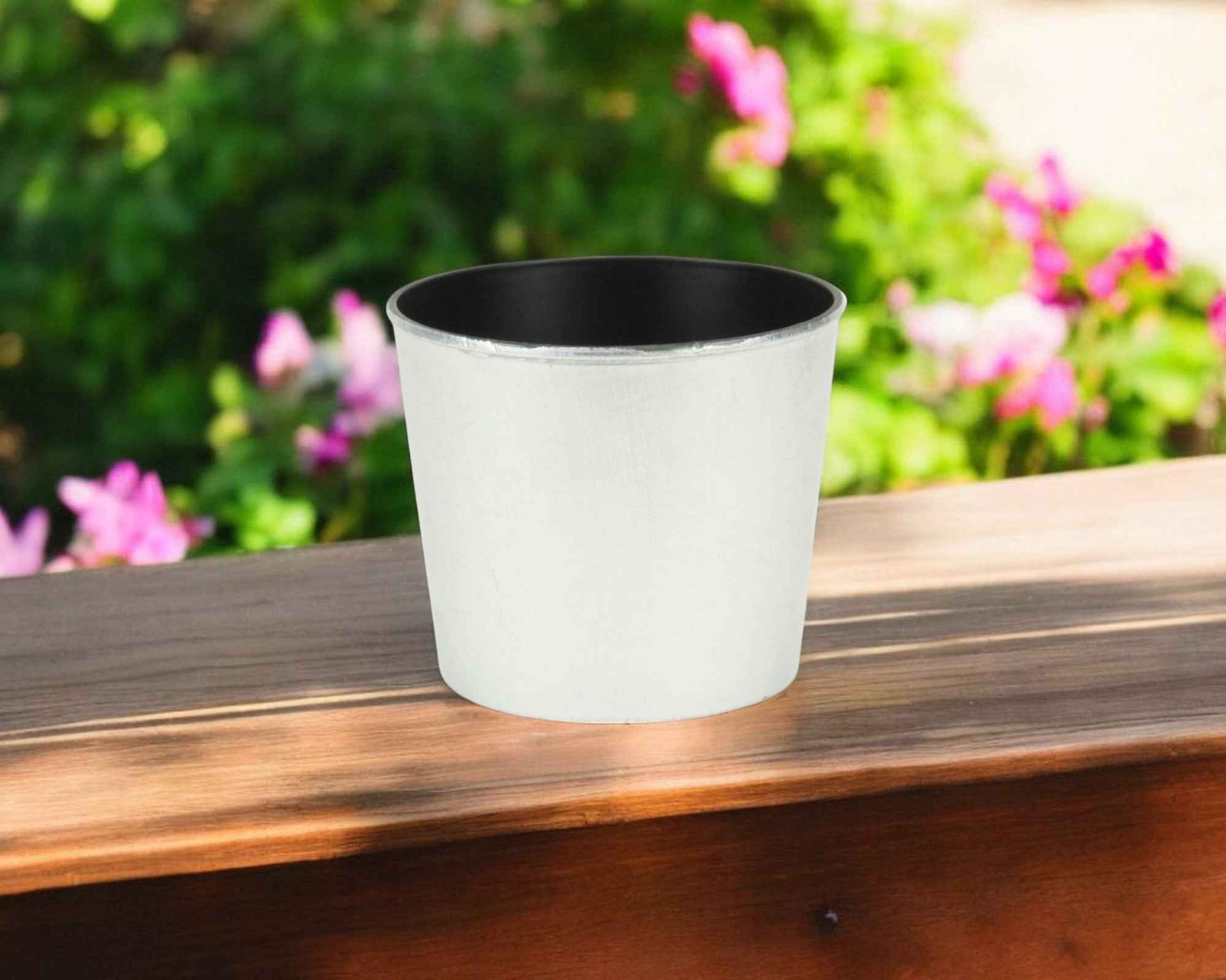 6" Silver Recycled Plastic Indoor Outdoor Round Pot Planter Default Title