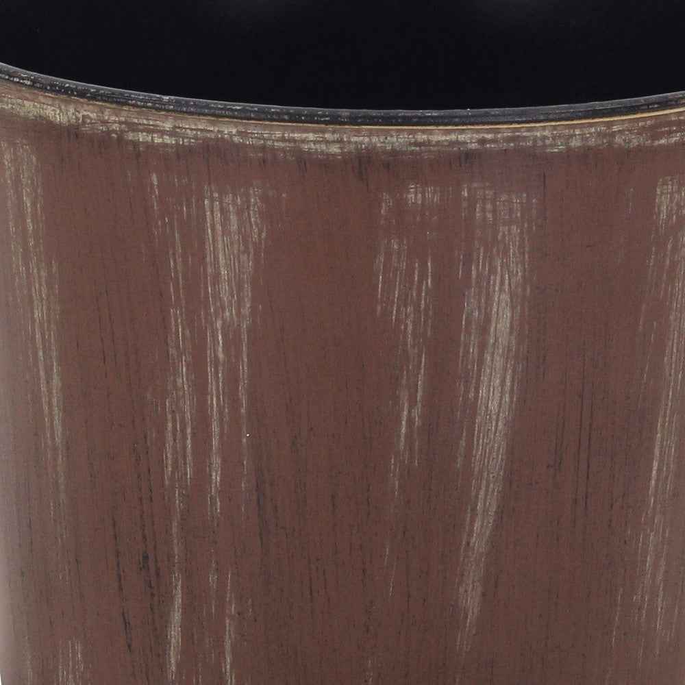 7" Brown and Ivory Textural Tone On Tone Recycled Plastic Indoor Outdoor Round Pot Planter Default Title