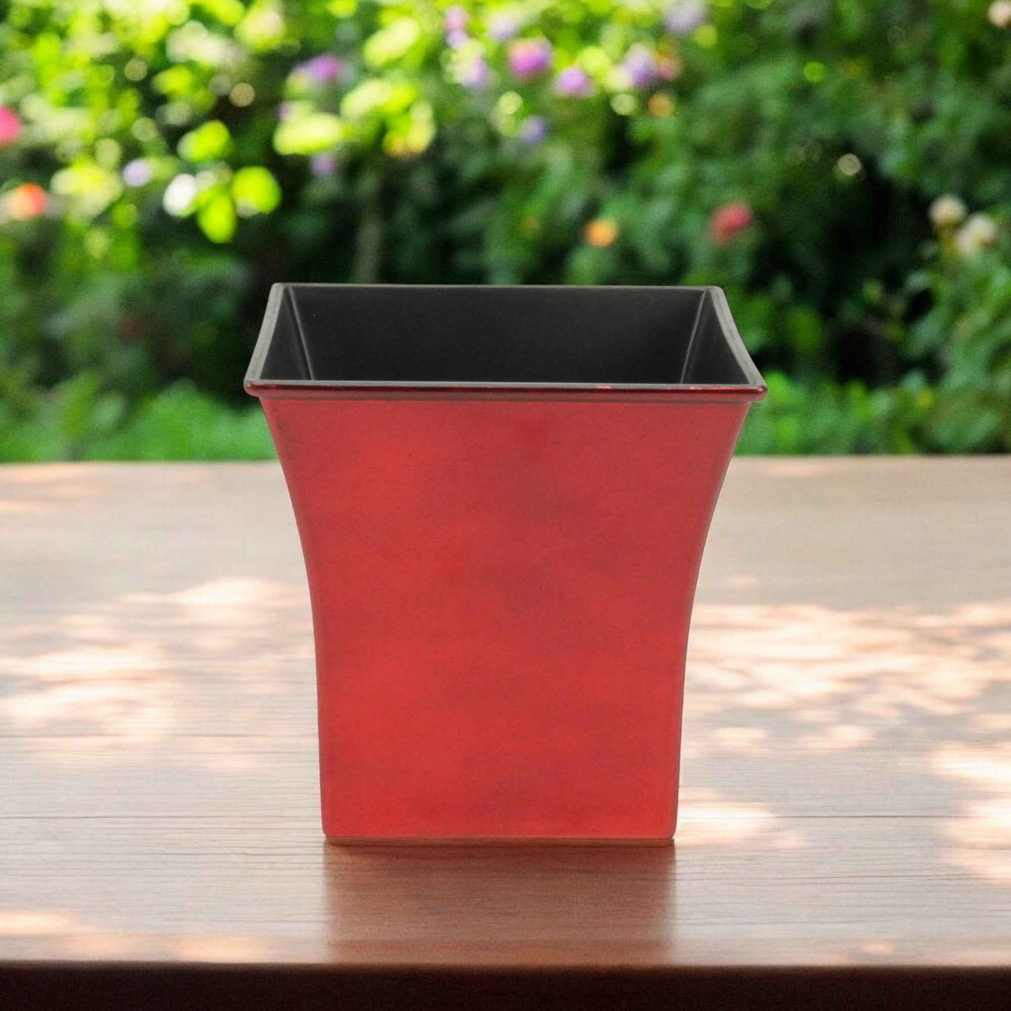 7" Red Recycled Plastic Indoor Outdoor Square Pot Planter Default Title