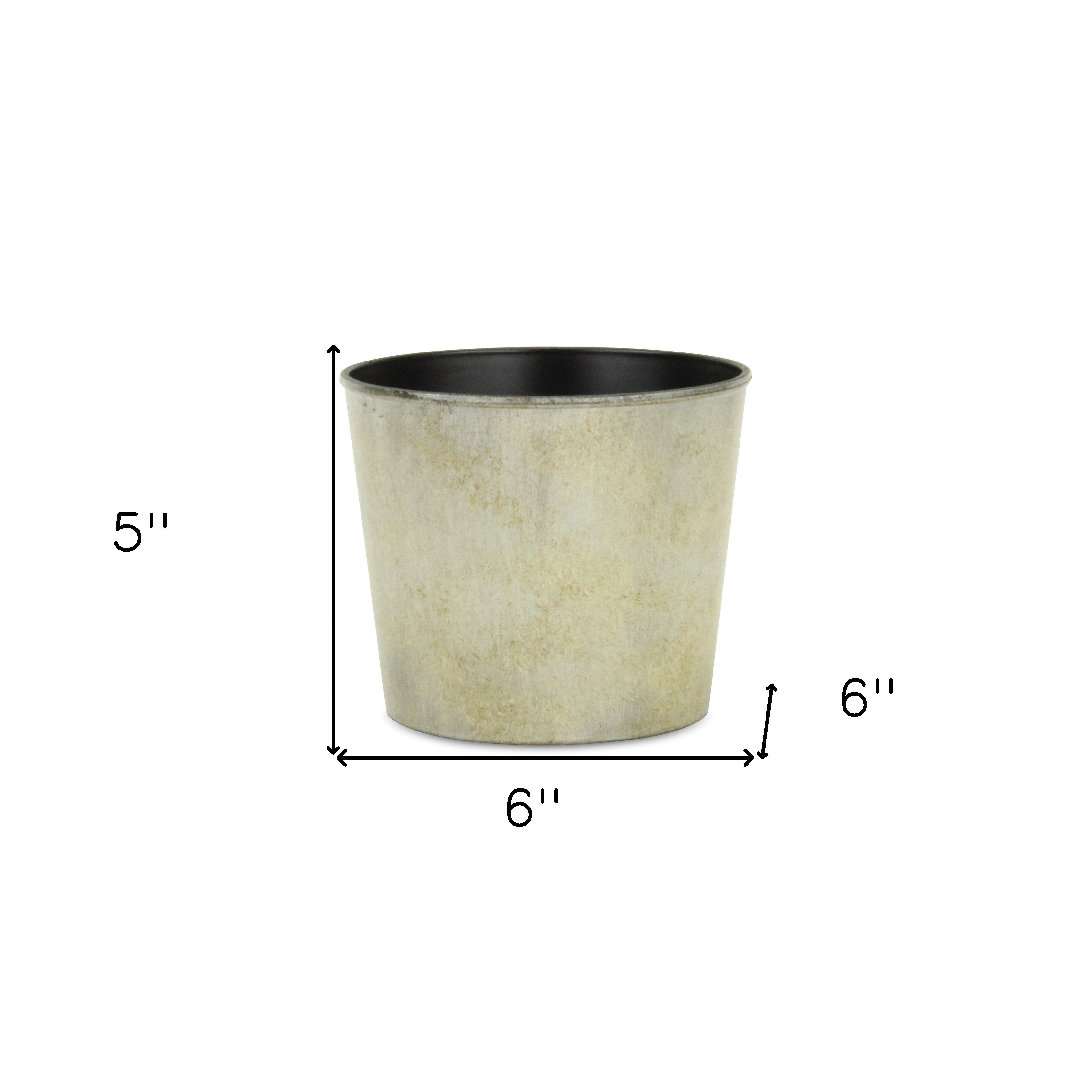 6" Gray Recycled Plastic Indoor Outdoor Round Pot Planter