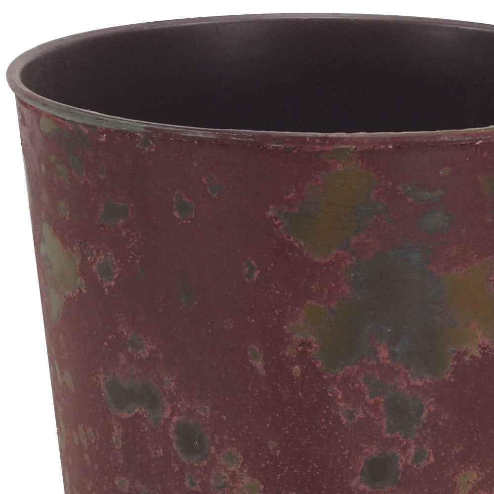 7" Red Recycled Plastic Indoor Outdoor Round Pot Planter