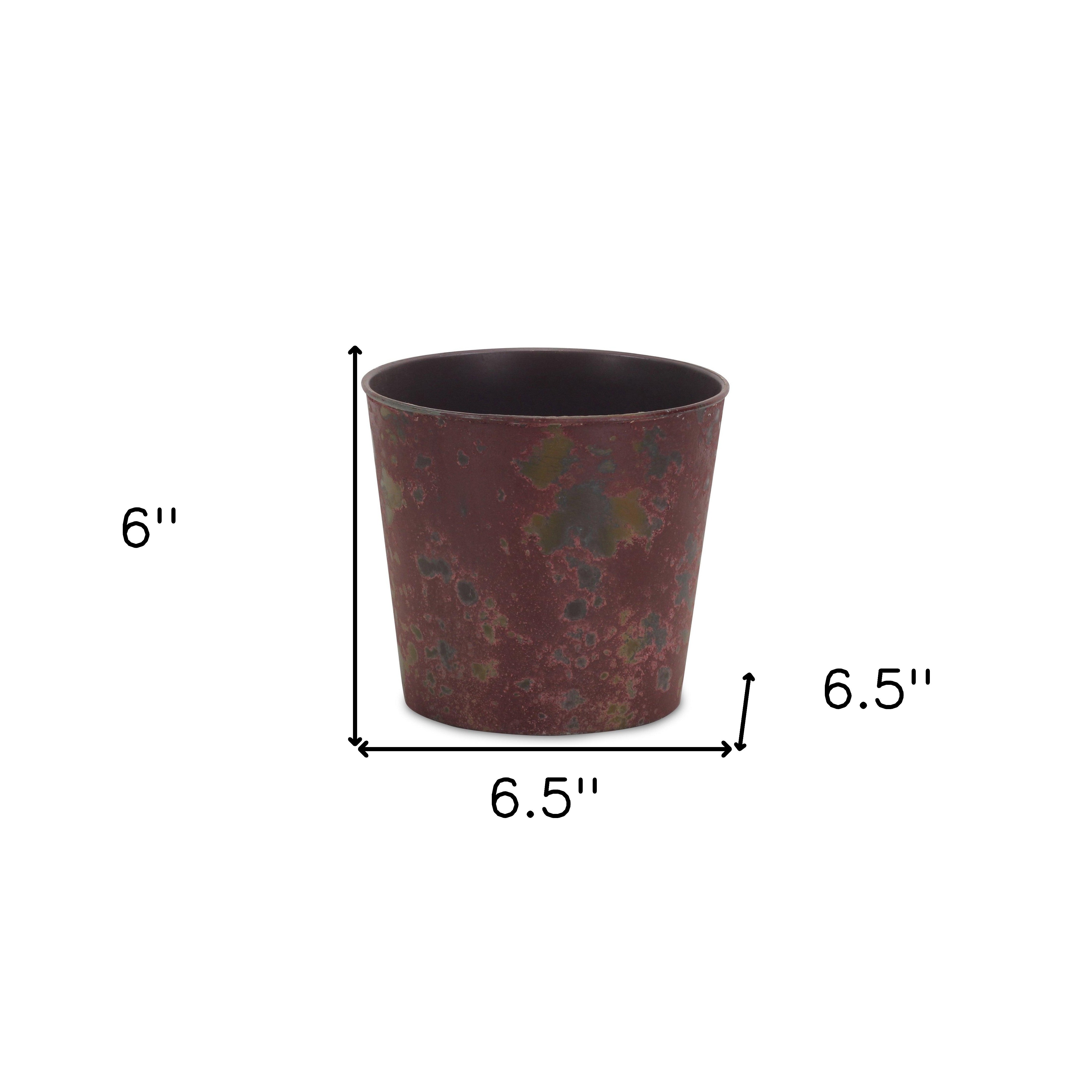 7" Red Recycled Plastic Indoor Outdoor Round Pot Planter