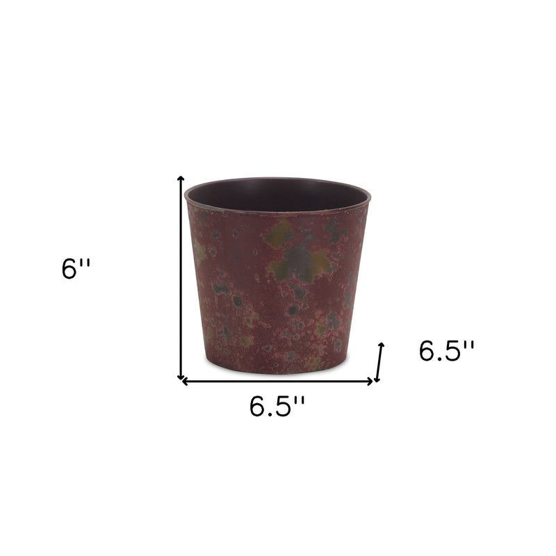7" Red Recycled Plastic Indoor Outdoor Round Pot Planter