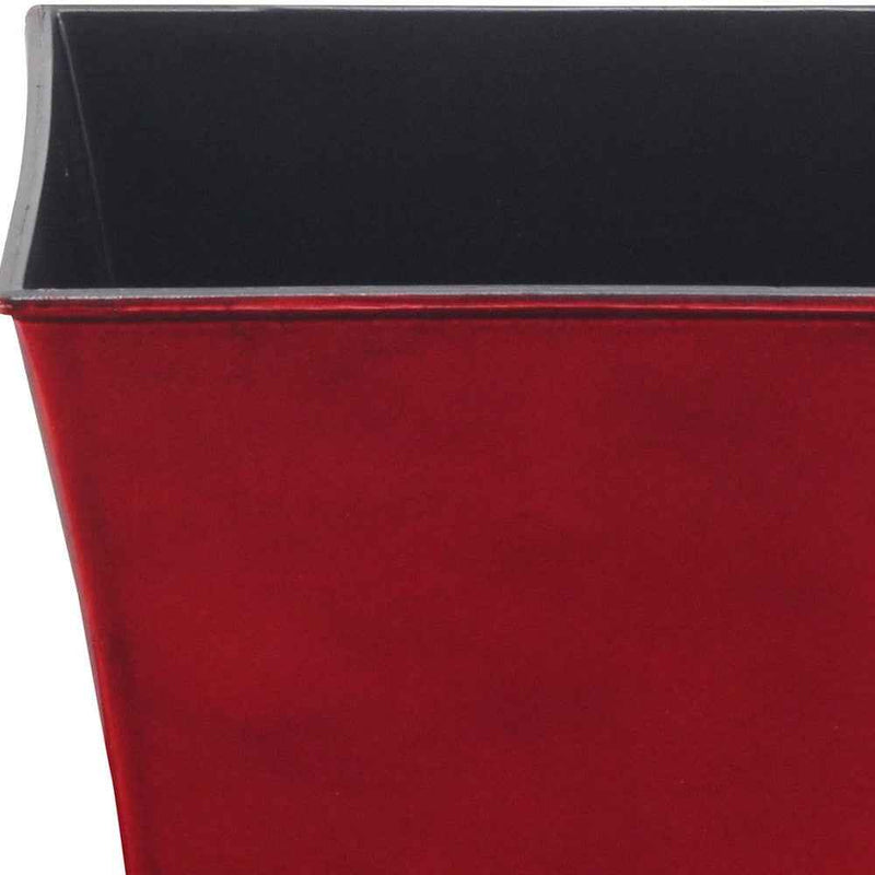 7" Red Recycled Plastic Indoor Outdoor Square Pot Planter