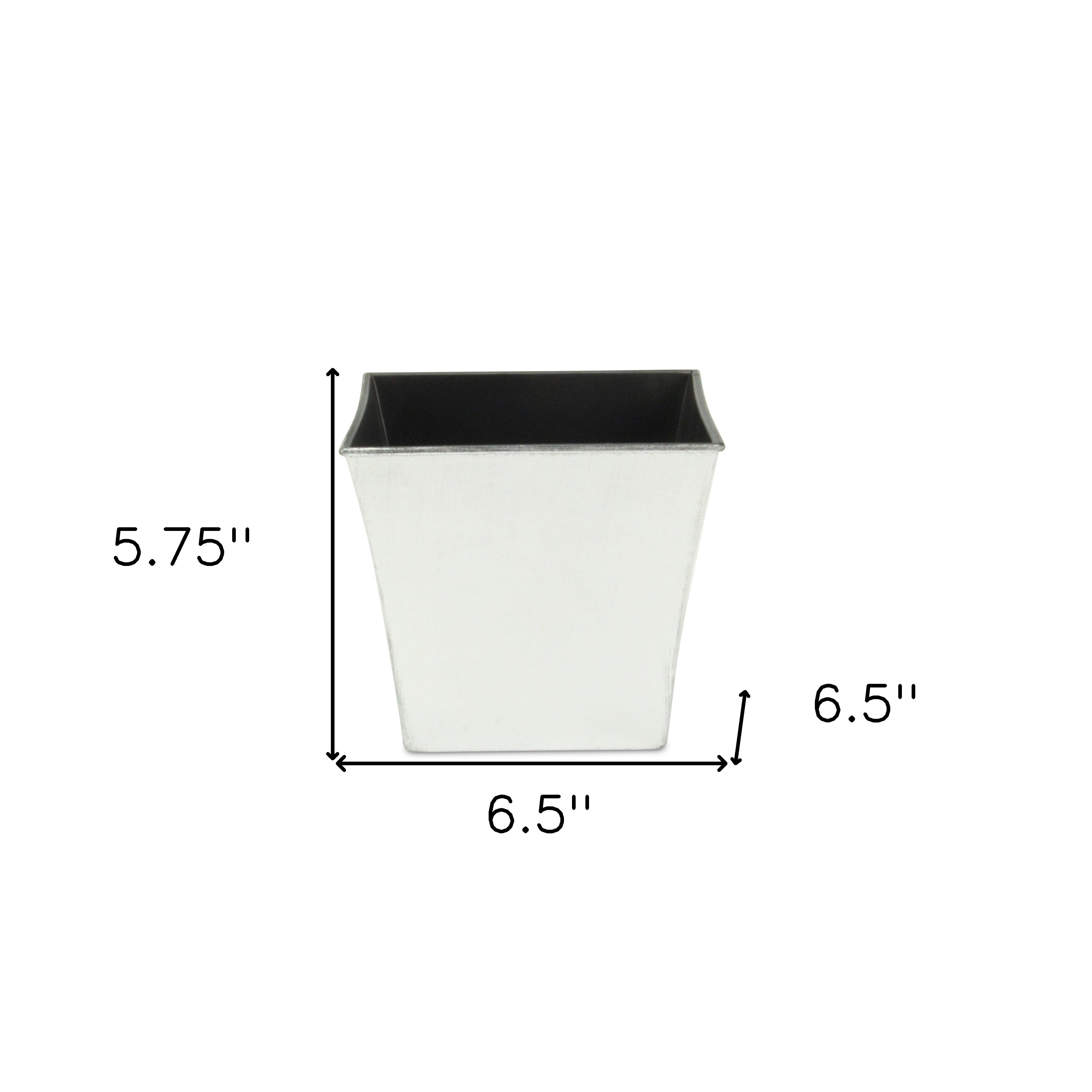 7" Silver Recycled Plastic Indoor Outdoor Square Pot Planter